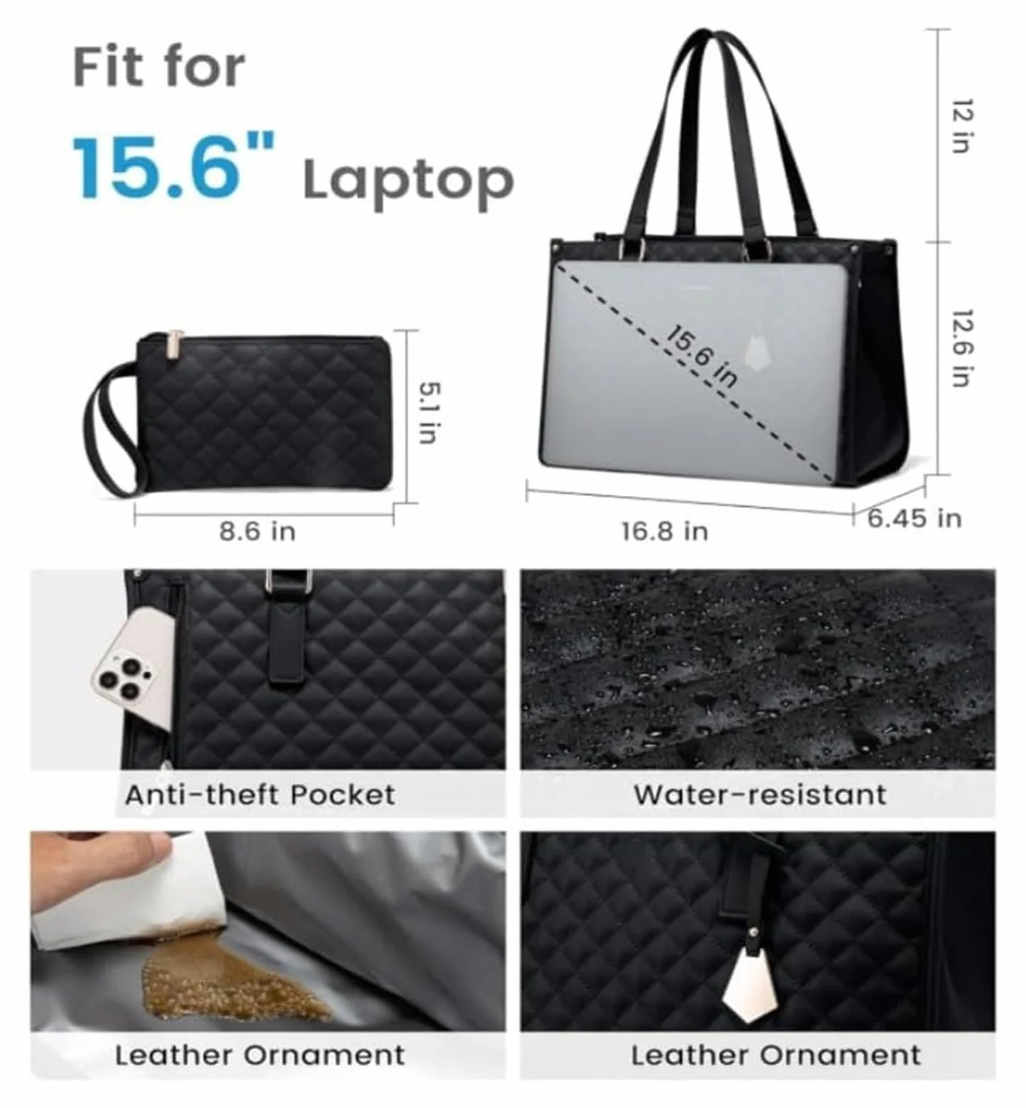 The Ultimate 2 w 1 torba na lunch typu tote combo, torba robocza w 1 torba na lunch, torba na komputer, biuro (czarna)