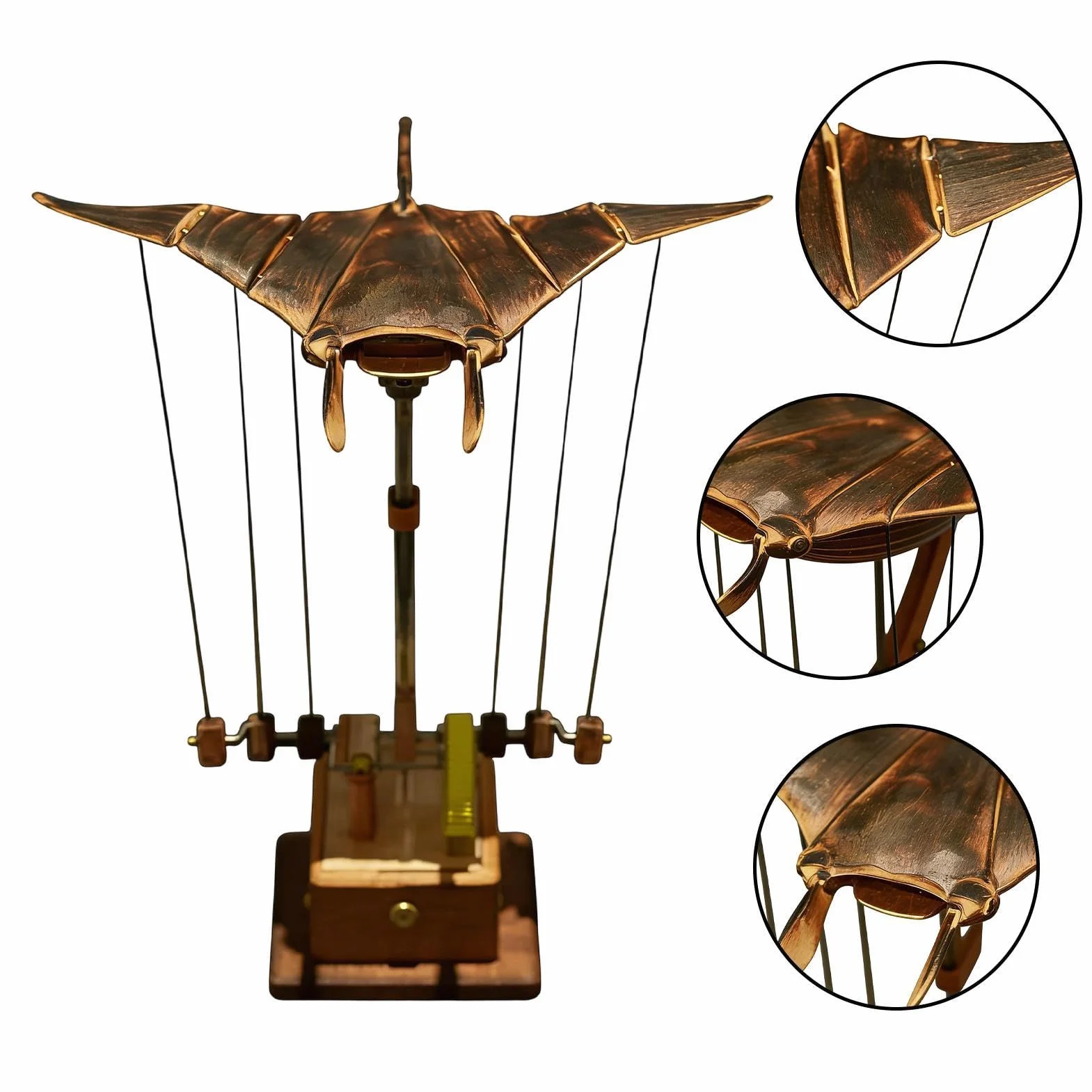 Mechaniczny Manta Ray drewniany automat do dekoracji biurka rzeźba mechaniczna