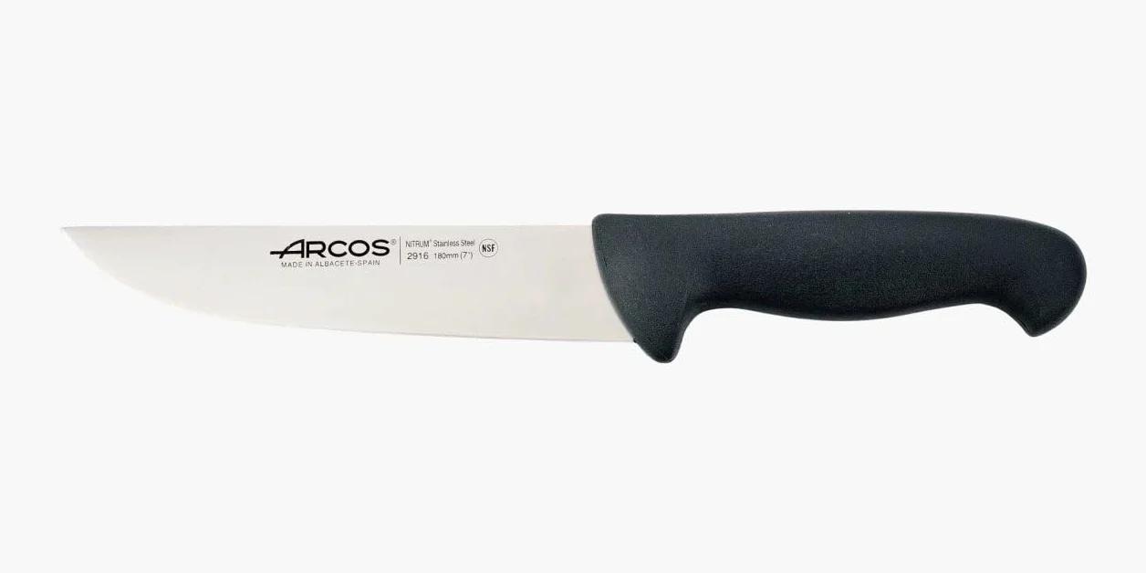 Arcos seria 291625 2900-rzeźnik stek nóż - ostrze nitrm 180 mm (7,09 cala) - uchwyt polipropylenowy czarny kolor, 18/8 stal nierdzewna