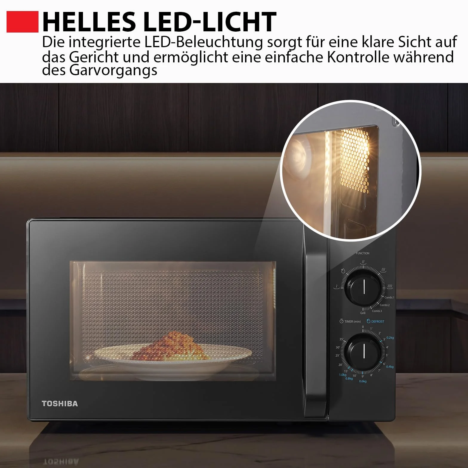 Toshiba MW2-MG20PE(BK) kuchenka mikrofalowa 700 W z chrupiącym grillem i funkcją gotowania kombi, 5 poziomów mocy, moc grillowania 1000 W, czarna