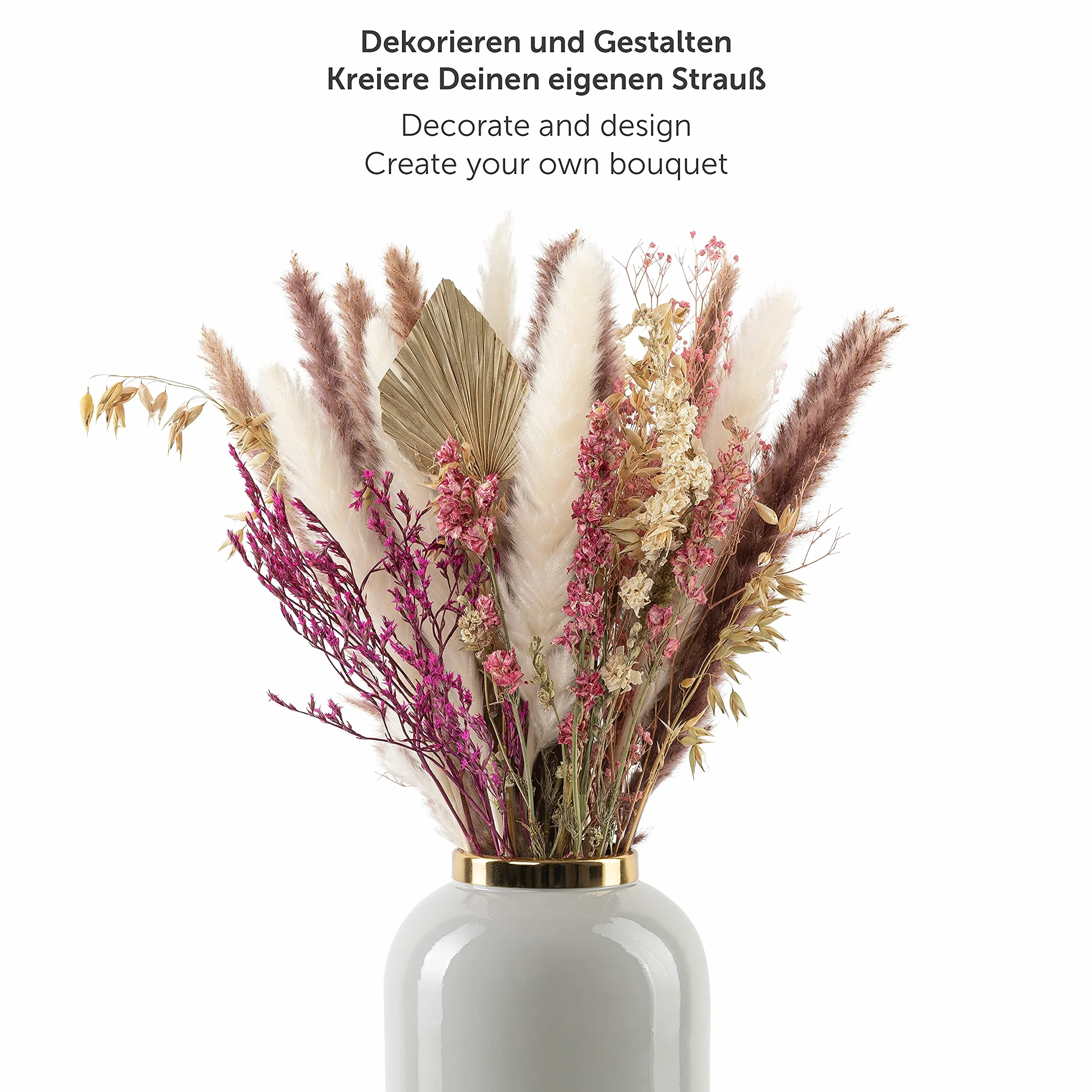 Blumtal Suszone kwiaty trawa pampasowa - 30 szt., 58-60 cm, do bukietów lub dekoracji, pampas Boho styl w kolorze naturalnym brązowym