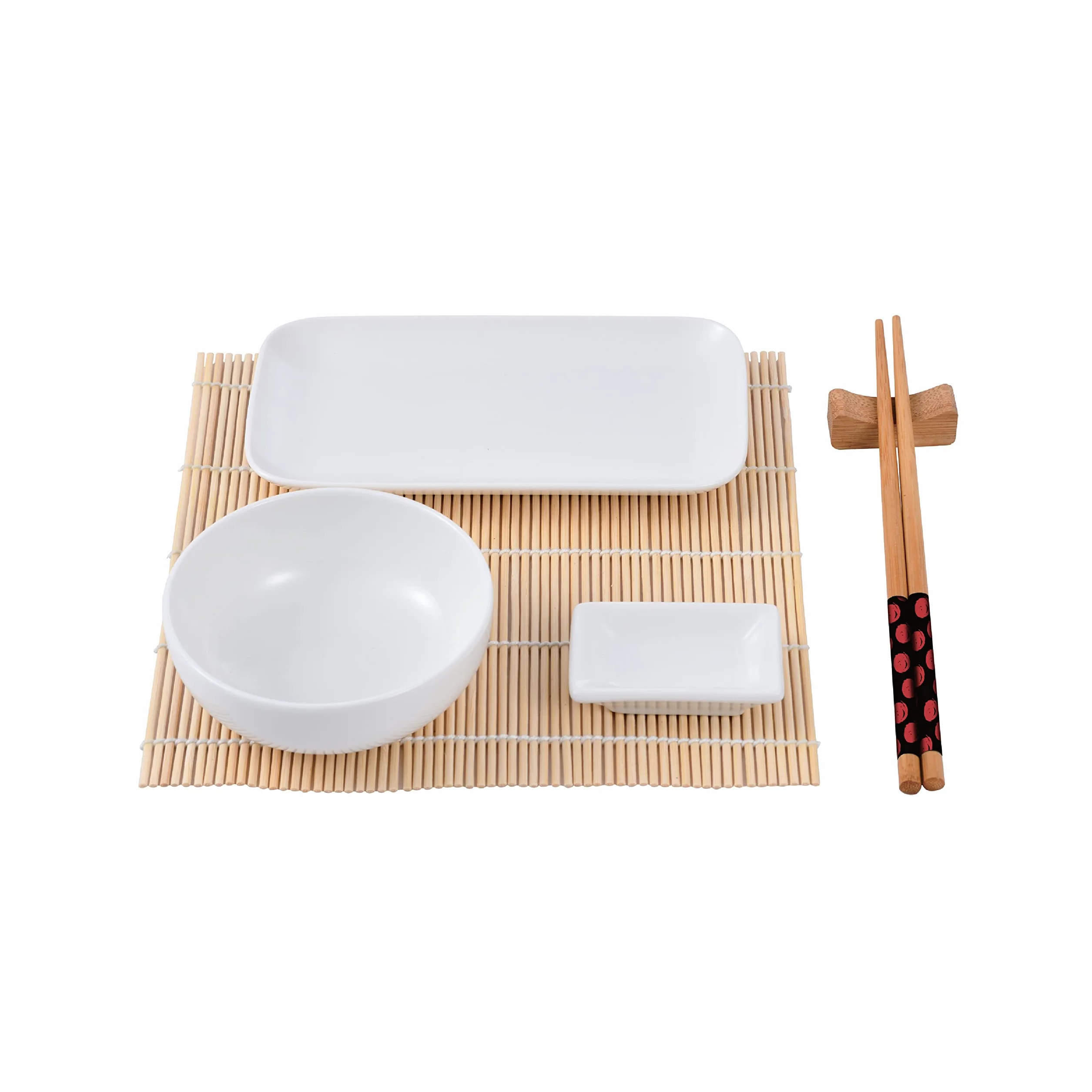 MasterPRO BGMP-11010 zestaw DE 12 Pieces (PORCELANA + Bambu + Madera) Bergner Coleción talerze do sushi, połączenie