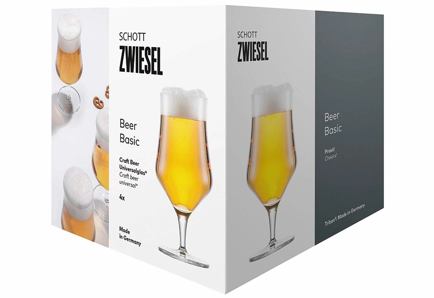 SCHOTT ZWIESEL Szklanki uniwersalne Beer Basic 0,3 zestaw 4 szt. do piwa rzemieślniczego, mycie w zmywarce, szkło kryształowe Tritan Made in Germany