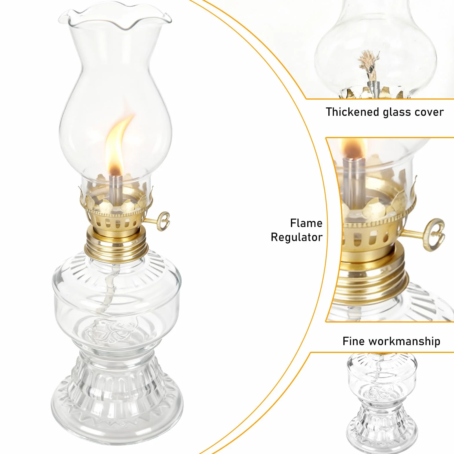 2 sztuki szklanych lamp naftowych, lampa naftowa, lampa naftowa w stylu vintage, z regulowanym knotem ogniowym, delikatna lampa sztormowa, lampa naftowa do wnętrz, na zewnątrz, do salonu, ogrodu