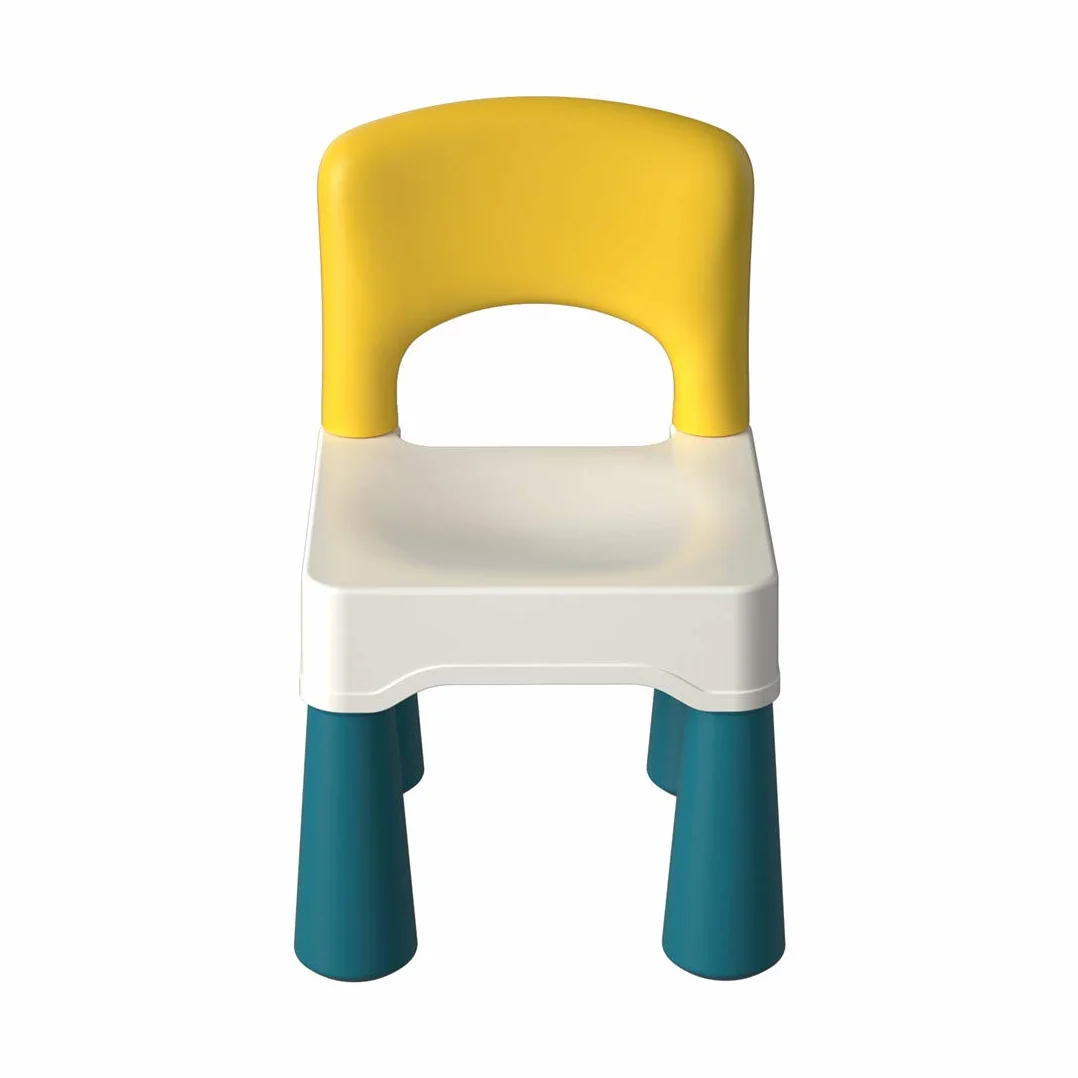 burgkidz Krzesło dziecięce, plastikowe krzesło dla malucha z ulepszonym ergonomicznym oparciem dla dzieci, pasuje do stołu z klocków, odpowiednie dla chłopców i dziewcząt do siedzenia, makaronik