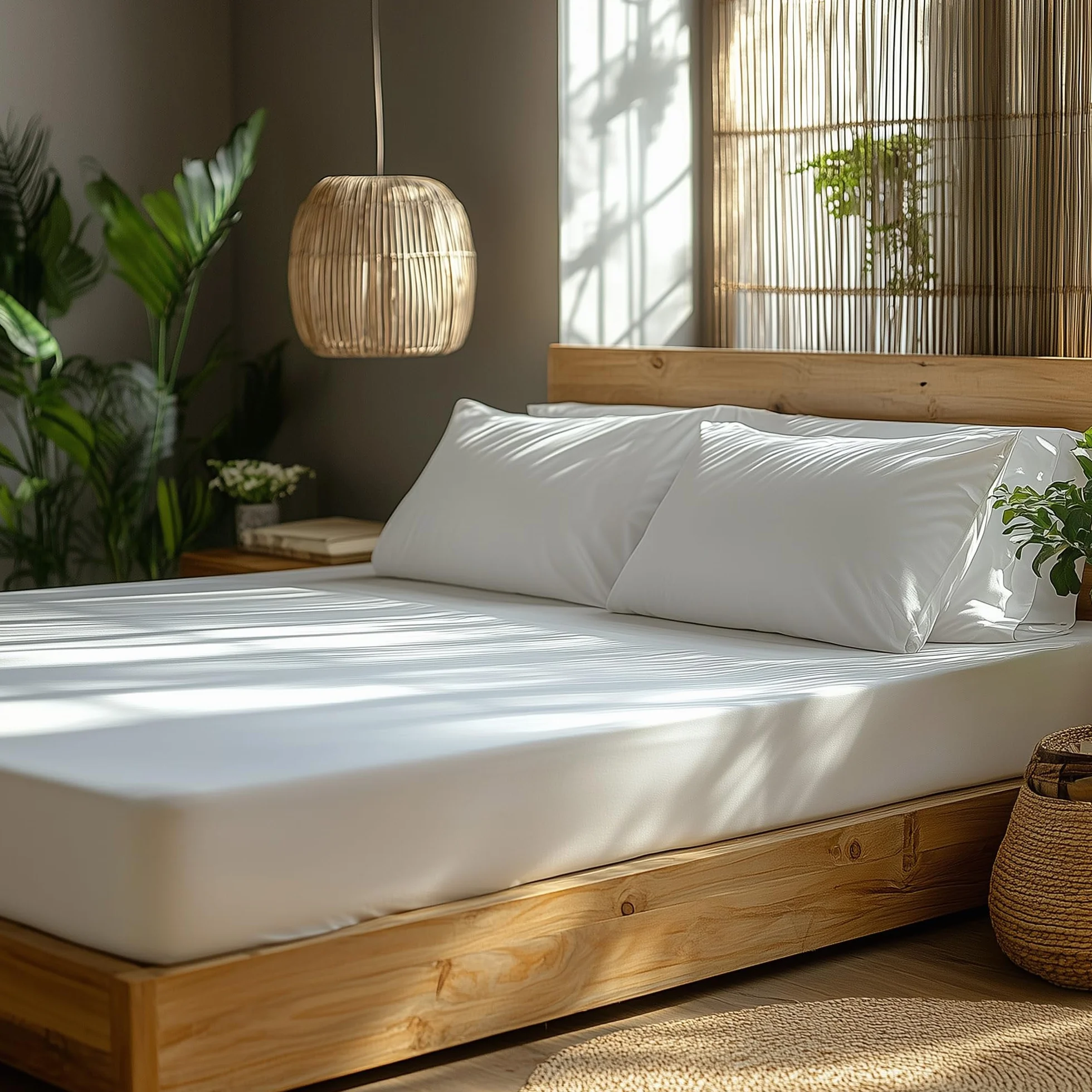 Flowen Prześcieradło z Gumką 160x200 cm Bawełniane 100% Bawełna Jersey 150 GSM | Prześcieradło na Materac do 30 cm Miękkie Oddychające Elastyczne | Certyfikat OEKO-TEX Standard 100 Białe