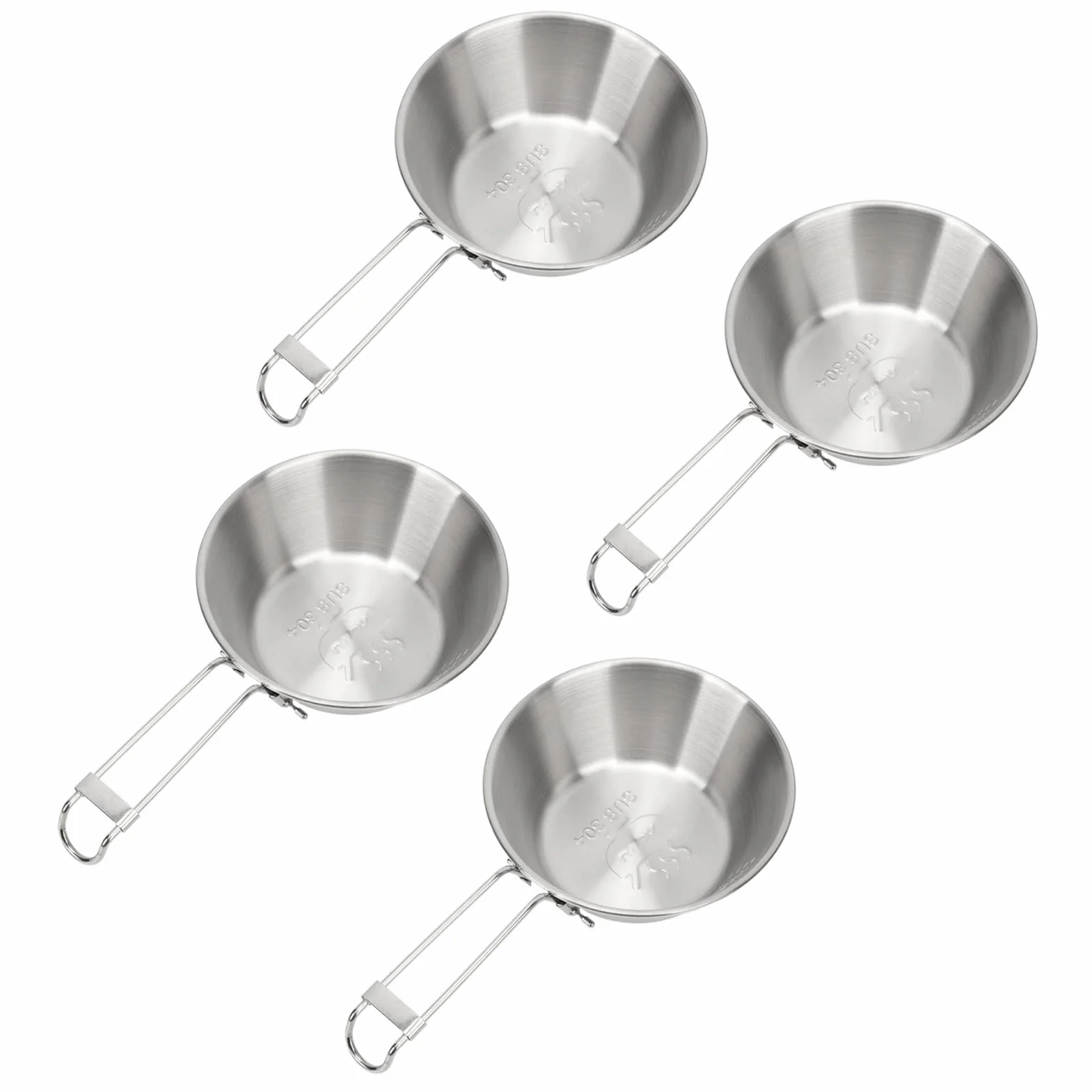 4PCS Miski Kempingowe 300 Ml Składany Uchwyt ze Stali Nierdzewnej Szeroko Stosowany Miski ze Stali Nierdzewnej do Biwakowania na Zewnątrz Przyjęcie 304 Bowlowca Stal Bez Kempingu