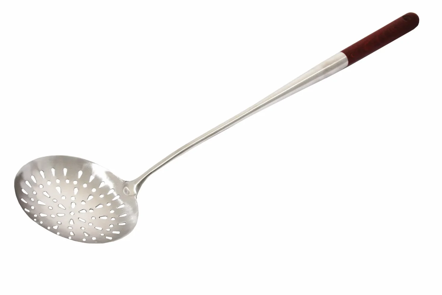 Zestaw 3 szlachetnych łyżek cedzakowych + chochla o długości 50 cm + szpatułka kuchenna 43 cm drewniany uchwyt kielnia do zupy