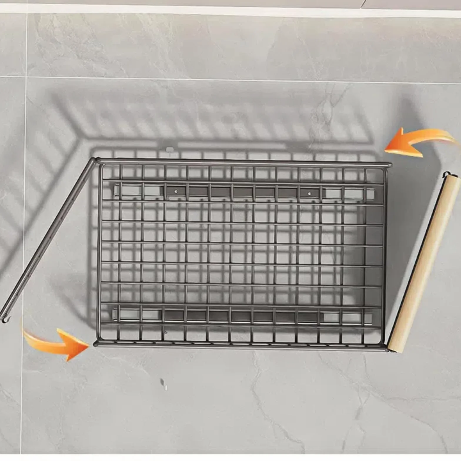 Metalowa Wysuwana Szuflada do Szafki Kuchennej 39,5×23,5×19,5 cm – Organizer z Prowadnicami i Drewnianym Uchwytom Montaż Bez Wiercenia Idealna do Kuchni i Łazienki