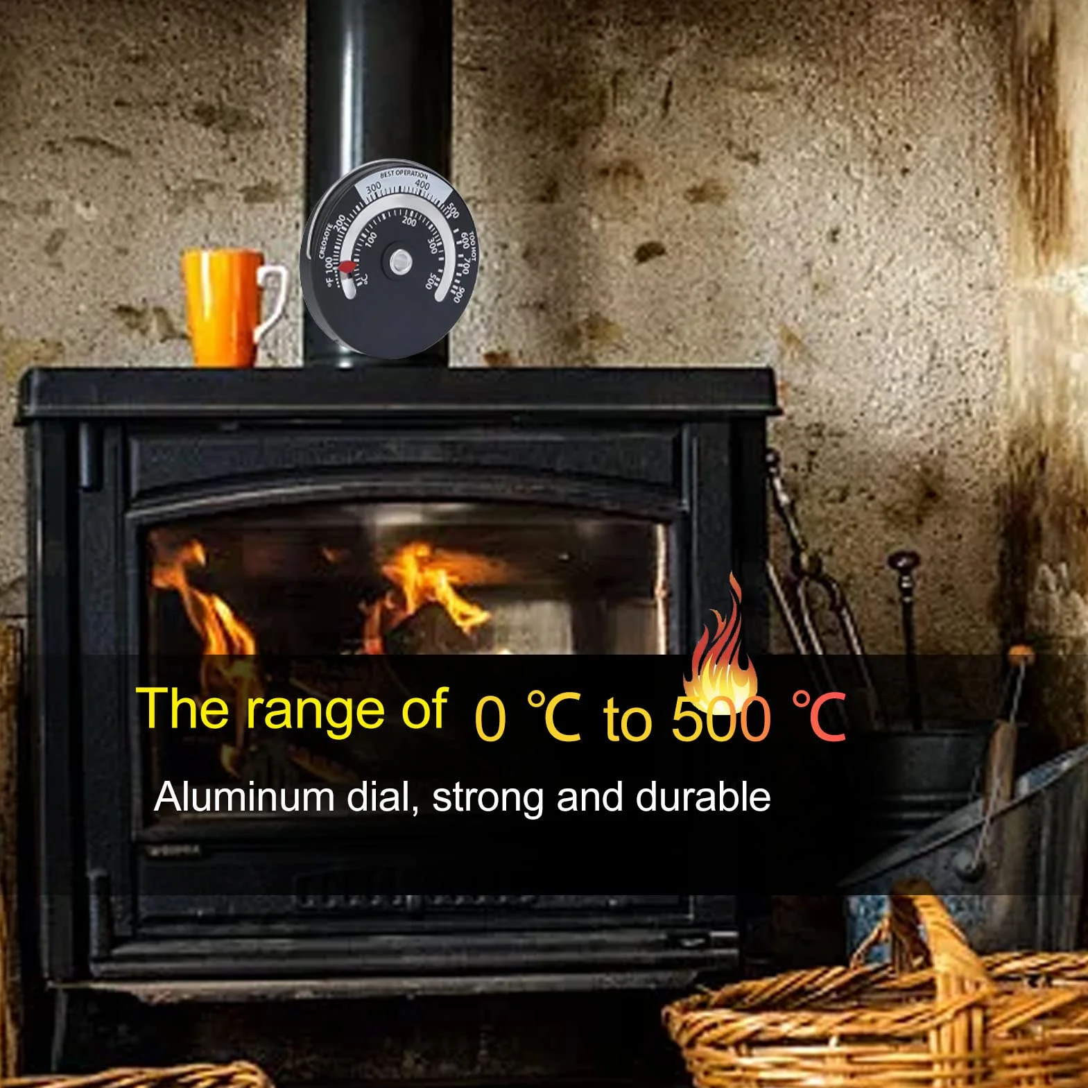 Termometr do Pieca Magnetycznego 0 ℃ -500 ℃ Termometr do Piekarnika ze Stopu Aluminium do Pieca Opalanego Drewnem Kuchenka Gazowa Piec na Pelety