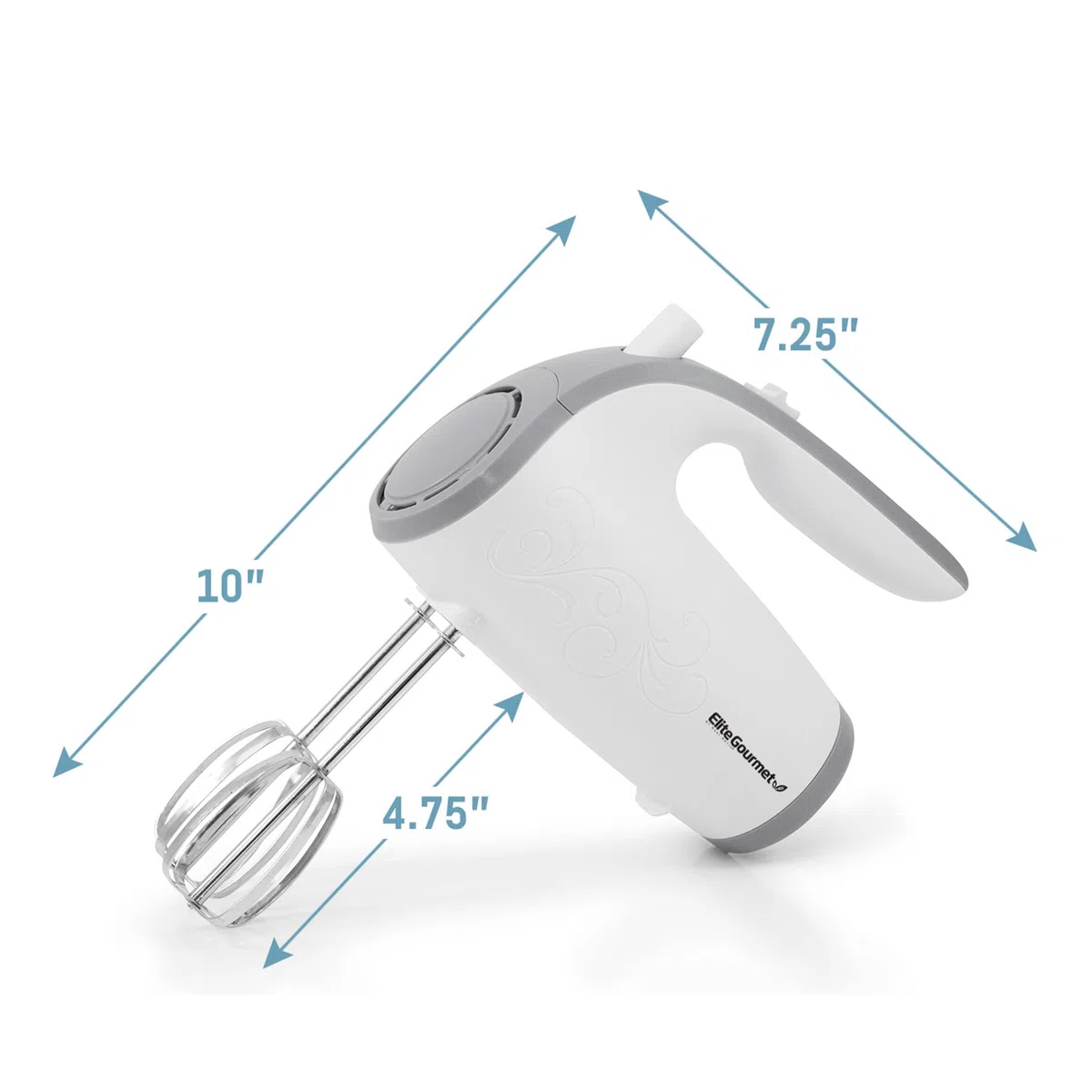 Elite Gourmet EHM-003X Ultra Power elektryczny mikser ręczny z 5 prędkościami, biały