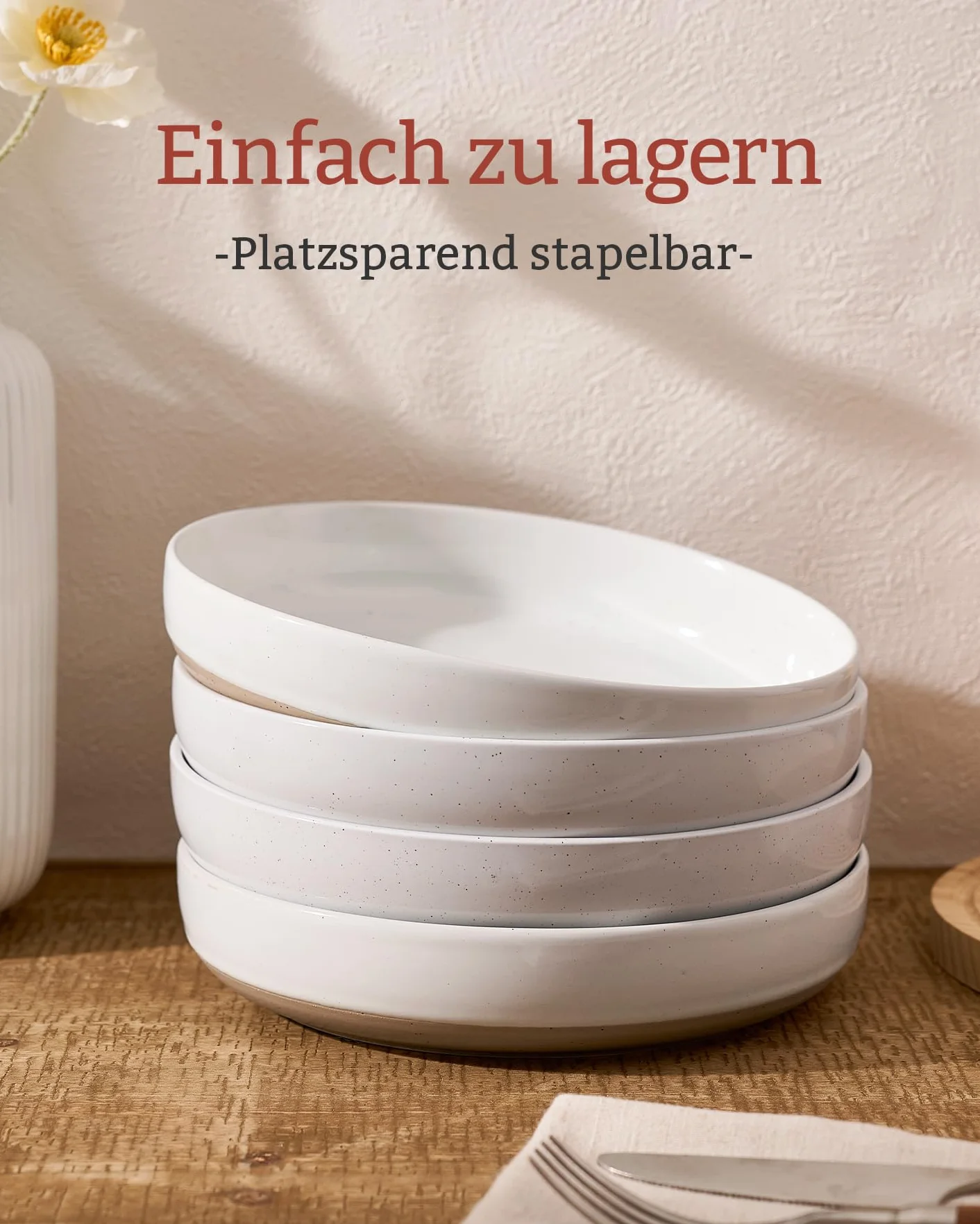 Richmount Milkyway – Zestaw 6 ceramicznych misek na makaron i zupę, do kuchni i stołu – bezpieczne w mikrofali i zmywarce, Biały