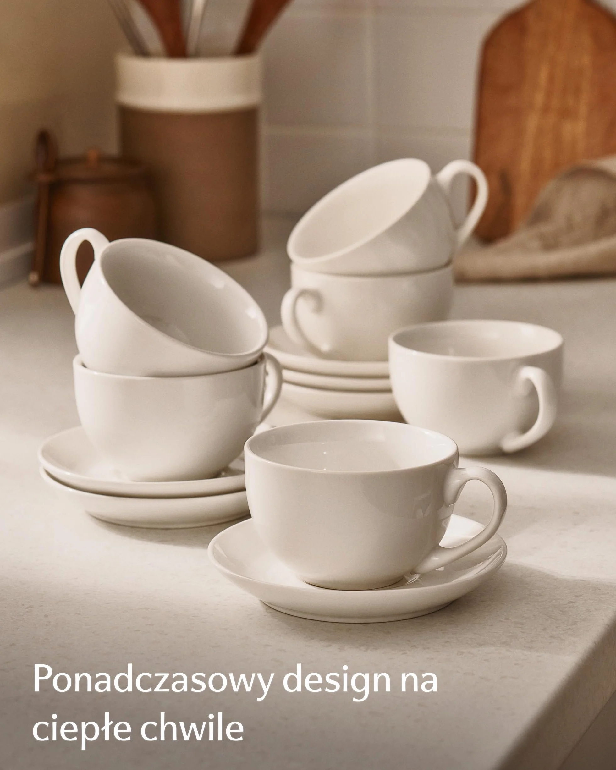 Zestaw Filiżanek Cappuccino 6 Sztuk Białe Ceramiczne 180ml