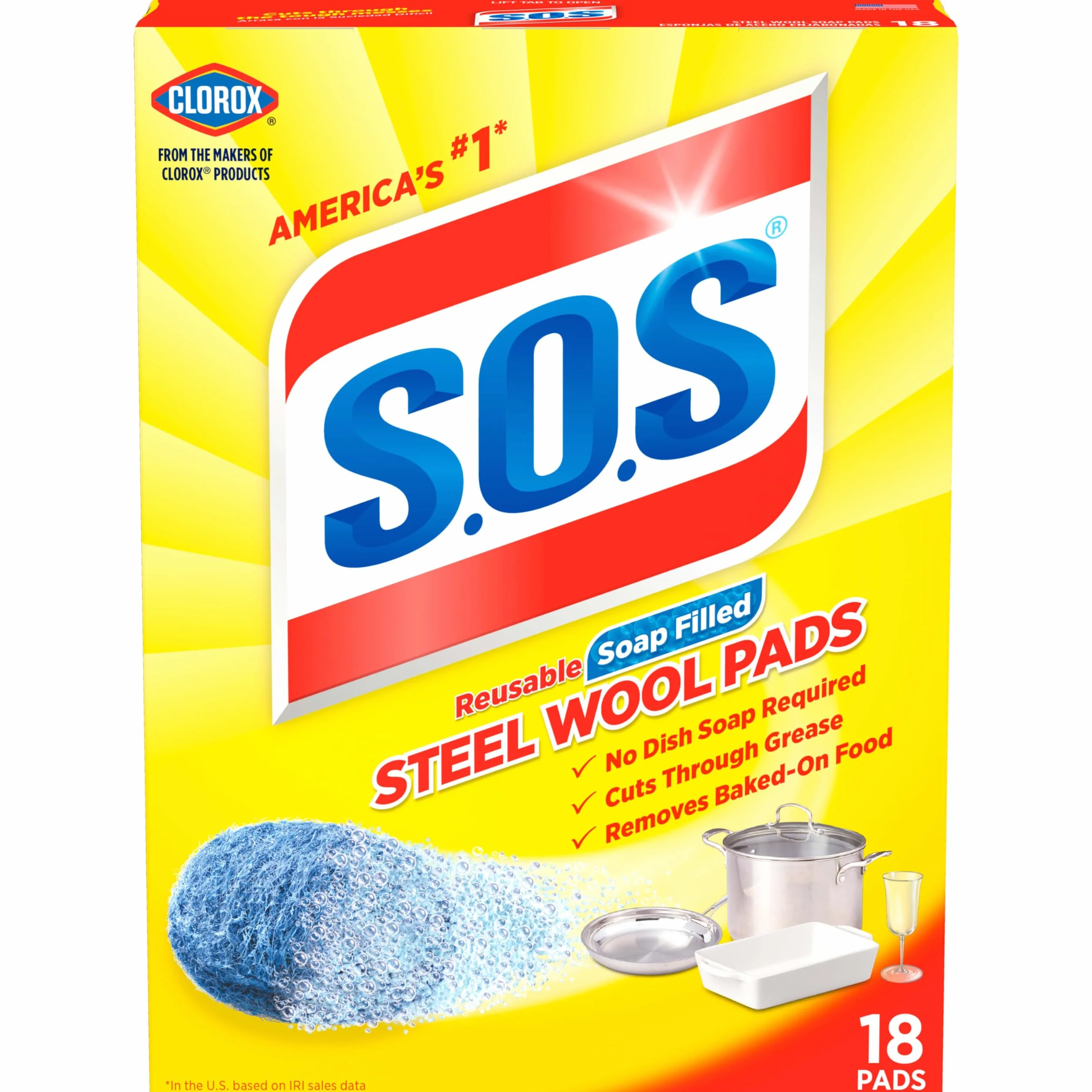 S.O.S. Podkładki mydlane ze stali nierdzewnej, 18 sztuk (opakowanie 12 sztuk) by S.O.S.