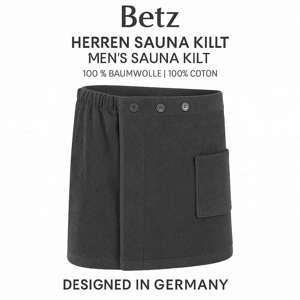 Betz kilt do sauny Berlin – ręcznik do sauny dla mężczyzn z 100% bawełny, 420 g/m² – regulowany za pomocą guzików i gumowego ściągacza - ręcznik do sauny z kieszenią, kilt do wellness i spa, kolor