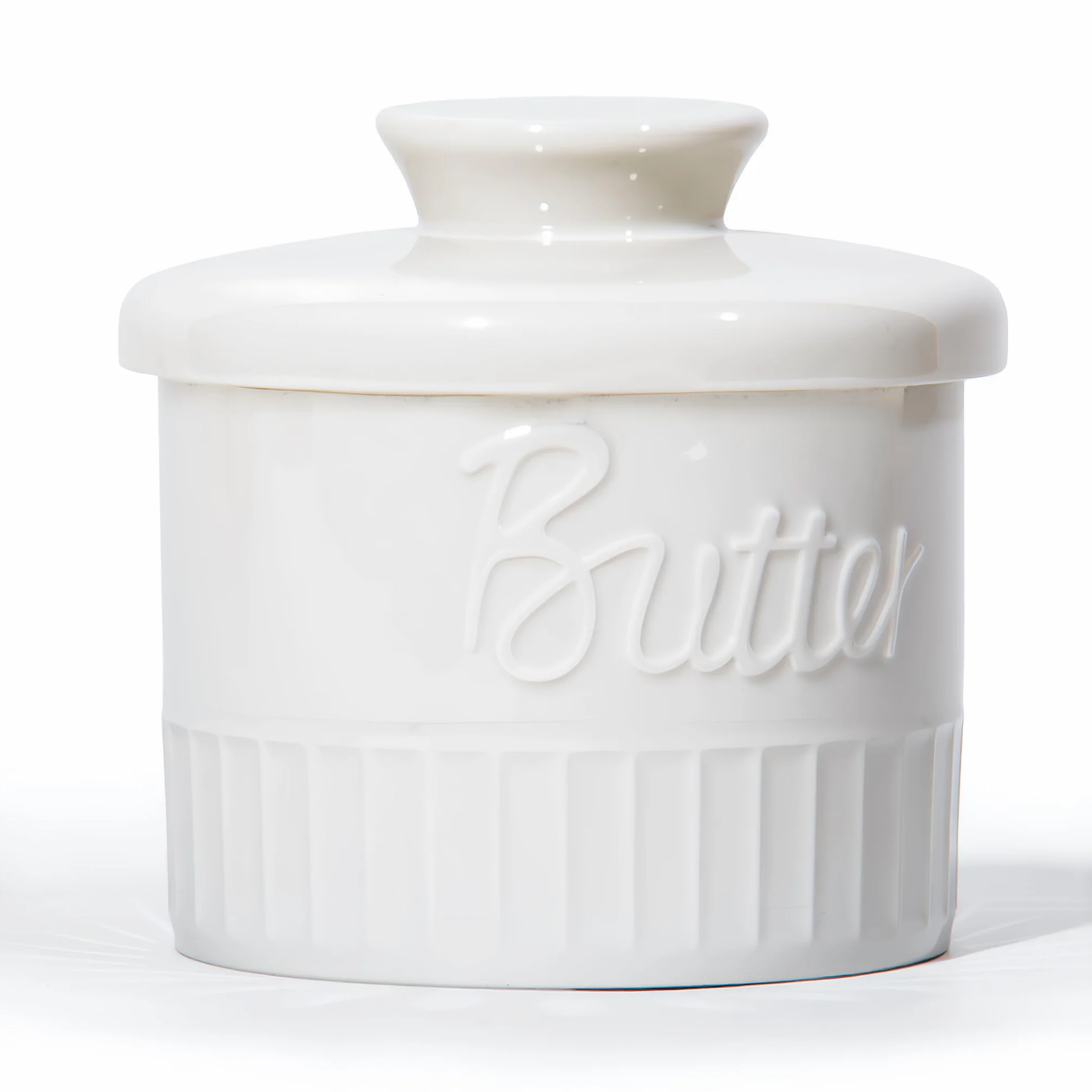Theo&Cleo Francuska maselniczka, ceramiczna, dzwon na masło, porcelanowy słoik na świeże i nadające się do smarowania masło (biała)