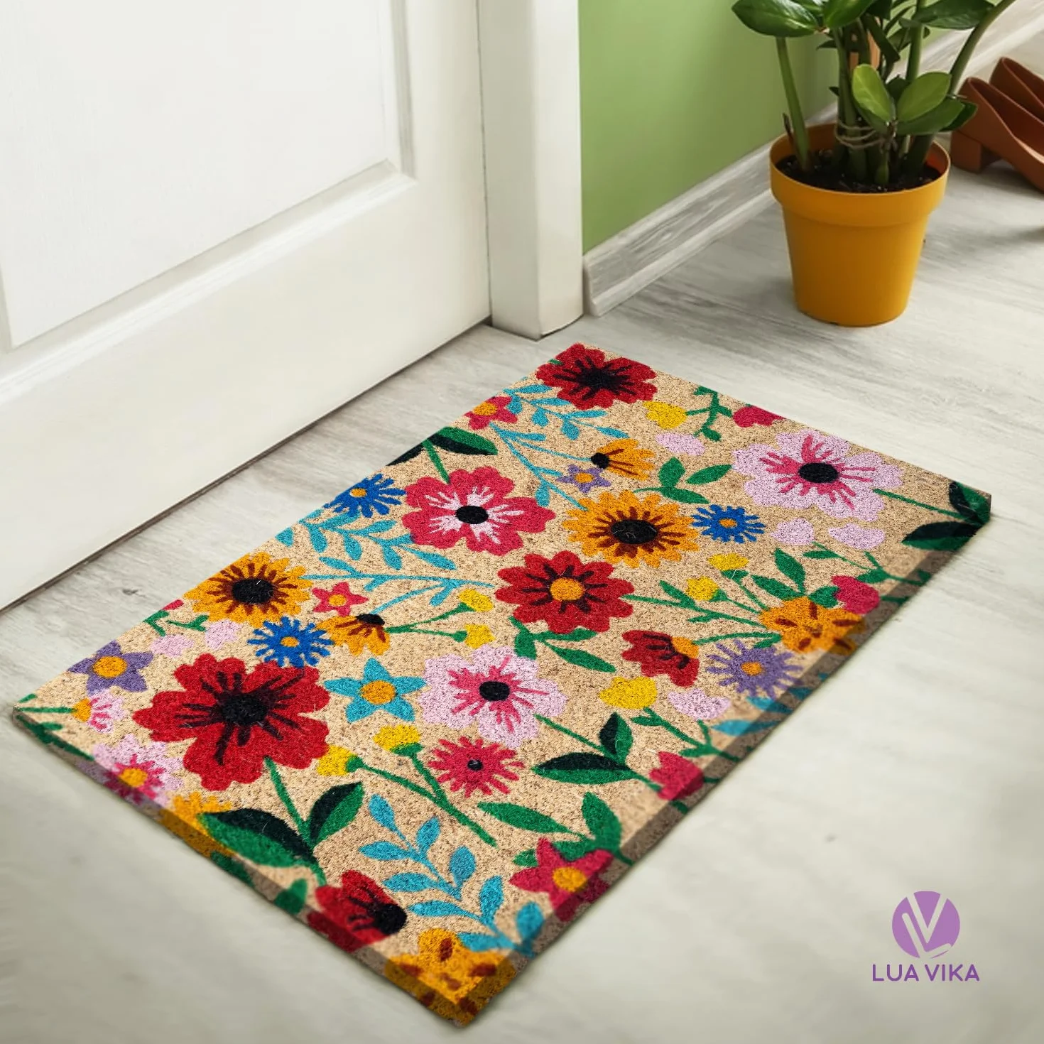 Wycieraczka wejściowa do domu Oryginał - Botaniczny - 40 x 70 cm - Dywan wejściowy do domu na zewnątrz i wewnątrz - Wycieraczka kokosowa - wytrzymała i antypoślizgowa