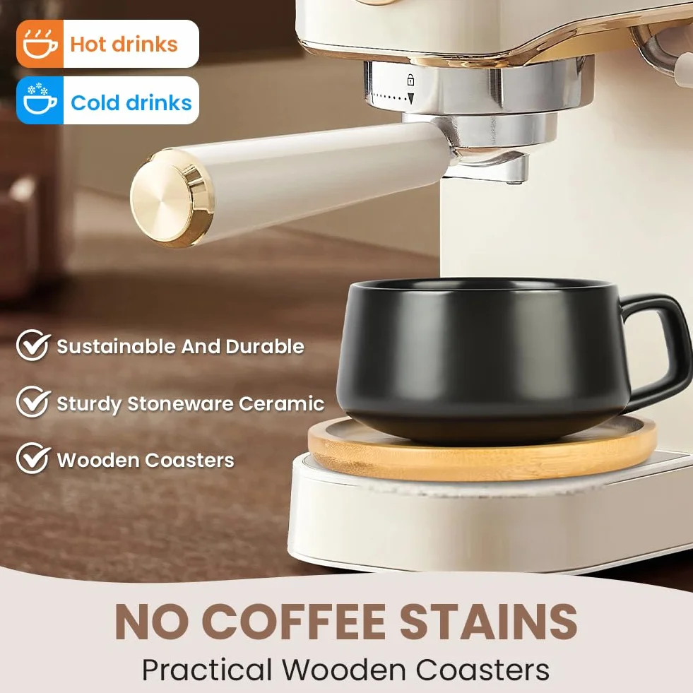 Zestaw filiżanek do cappuccino porcelanowych 4 szt. 280 ml ceramiczny