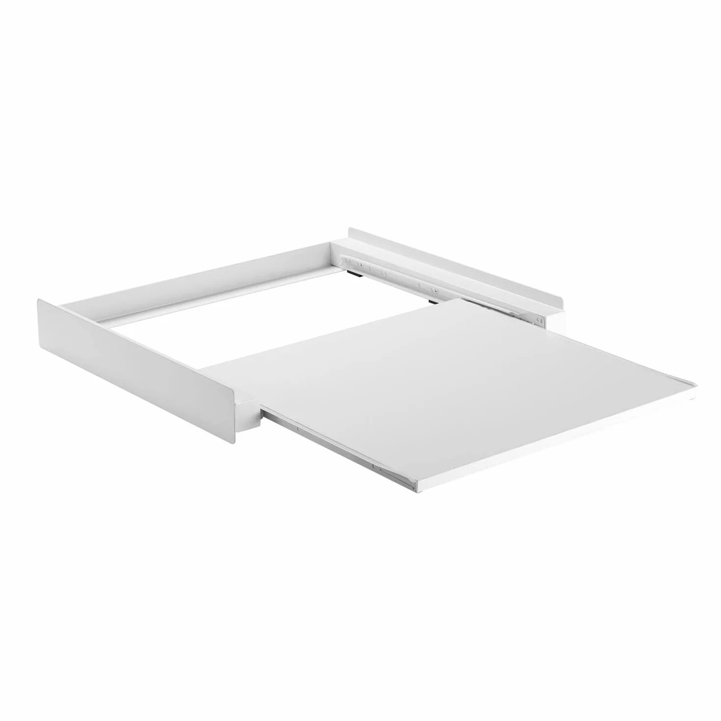 Maclean MC-890 Uniwersalna Rama Łącząca z Półką Wysuwaną do Pralek lub Suszarek 60x53 cm Oszczędzająca Miejsce Wstawka Pośrednia do 60 kg, Aluminiowy Łącznik z Wysuwanym Blatem Roboczym