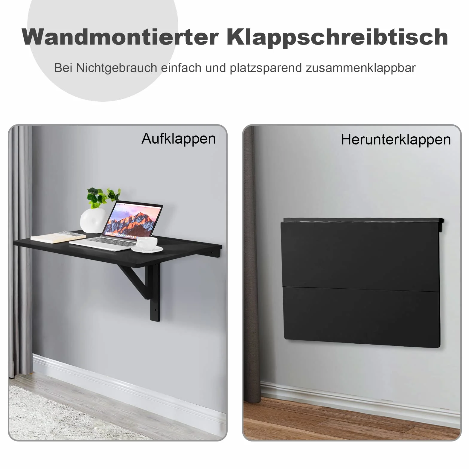COSTWAY Składany Stół Ścienny 80 cm x 60 cm, Z Nóg Z Drewna Sosnowego, Oszczędzający Miejsce Do Kuchni, Sypialni, Jadalni, Gabinetu