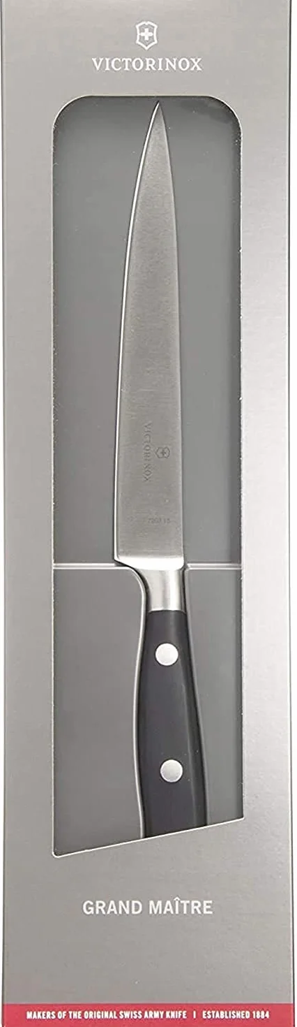Victorinox, 7.7203.15G, Grand Maître, Tranchiermesser, Extra scharfe Klinge, mit geradem Schliff, robuster Kunststoff-Griff, Schwarz, Spülmaschinengeeignet