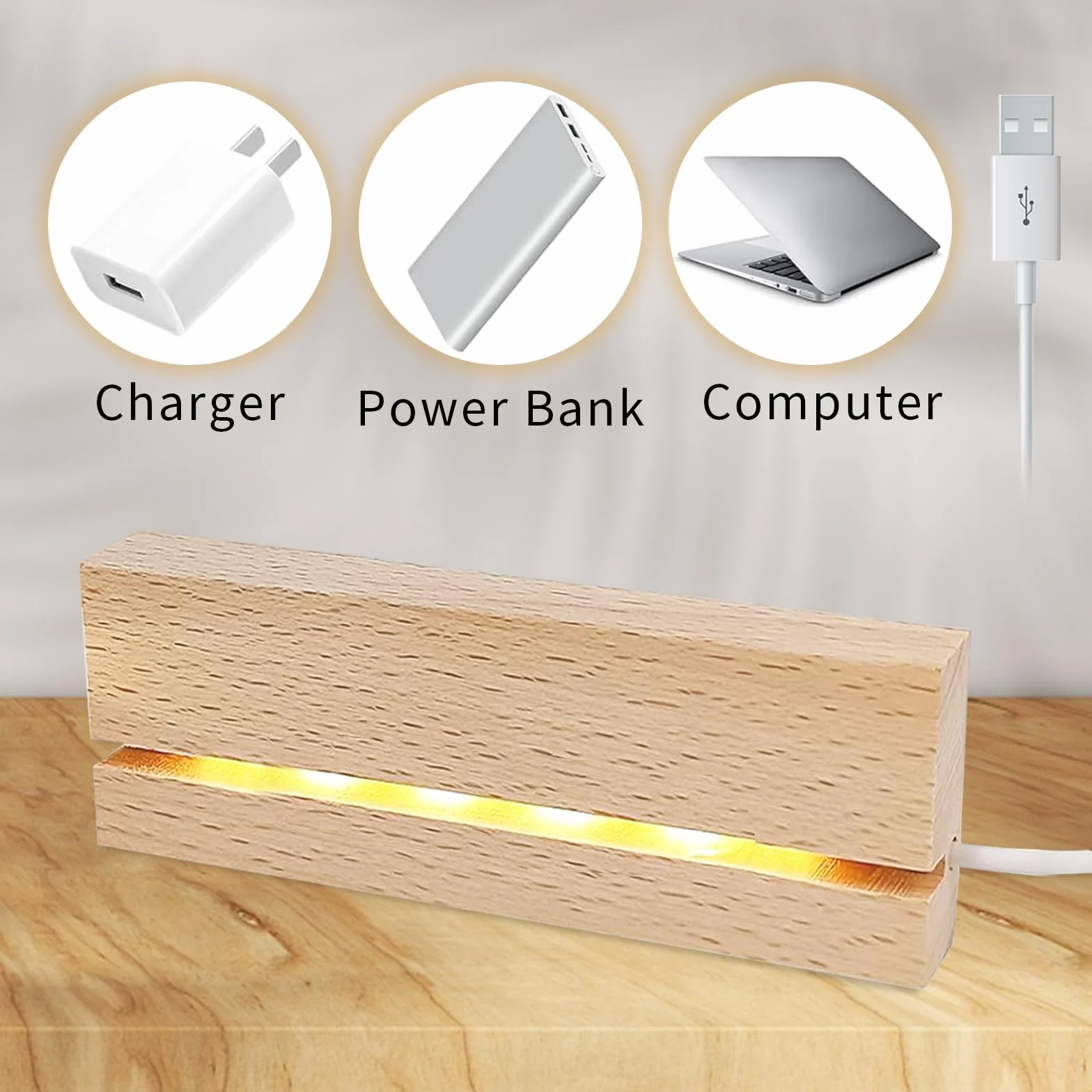 Podstawa wyświetlacza LED, 2 sztuki, drewniana podstawa LED, podstawa wyświetlacza LED, drewniana podstawa LED, podświetlana podstawa LED, prostokątna podstawka LED