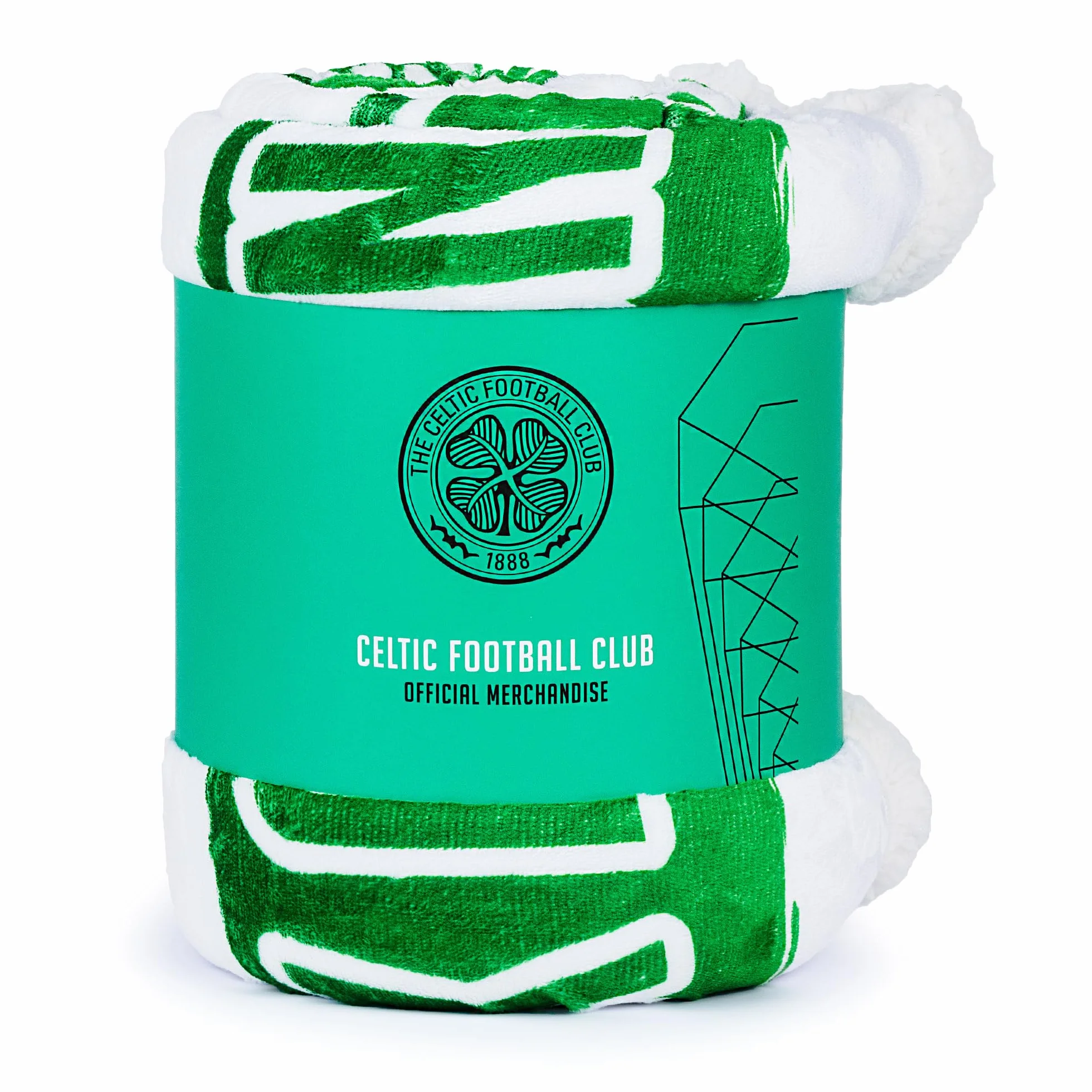 Celtic FC Sherpa koc polarowy – 152 x 117 cm, "You'll Never Walk Alone", oficjalny produkt dla szkockiego klubu Premier SPL