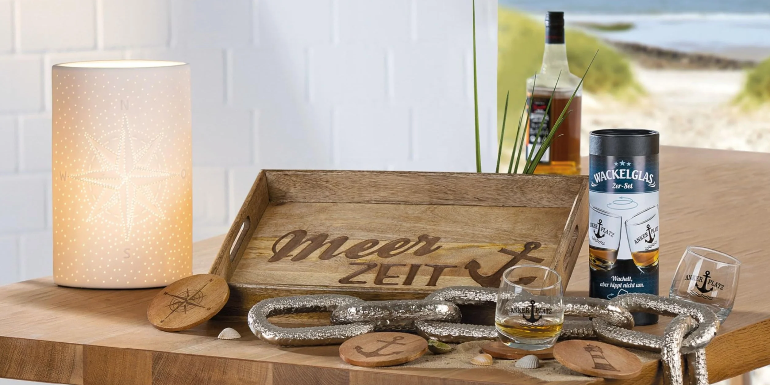 Küstenliebe zestaw 2 sztuk szklanki do whisky w kształcie kotwicy, tumbler do rumu, pudełko prezentowe