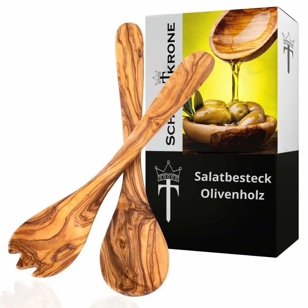 Schwertkrone Sztućce do sałatek z drewna oliwkowego 30 cm