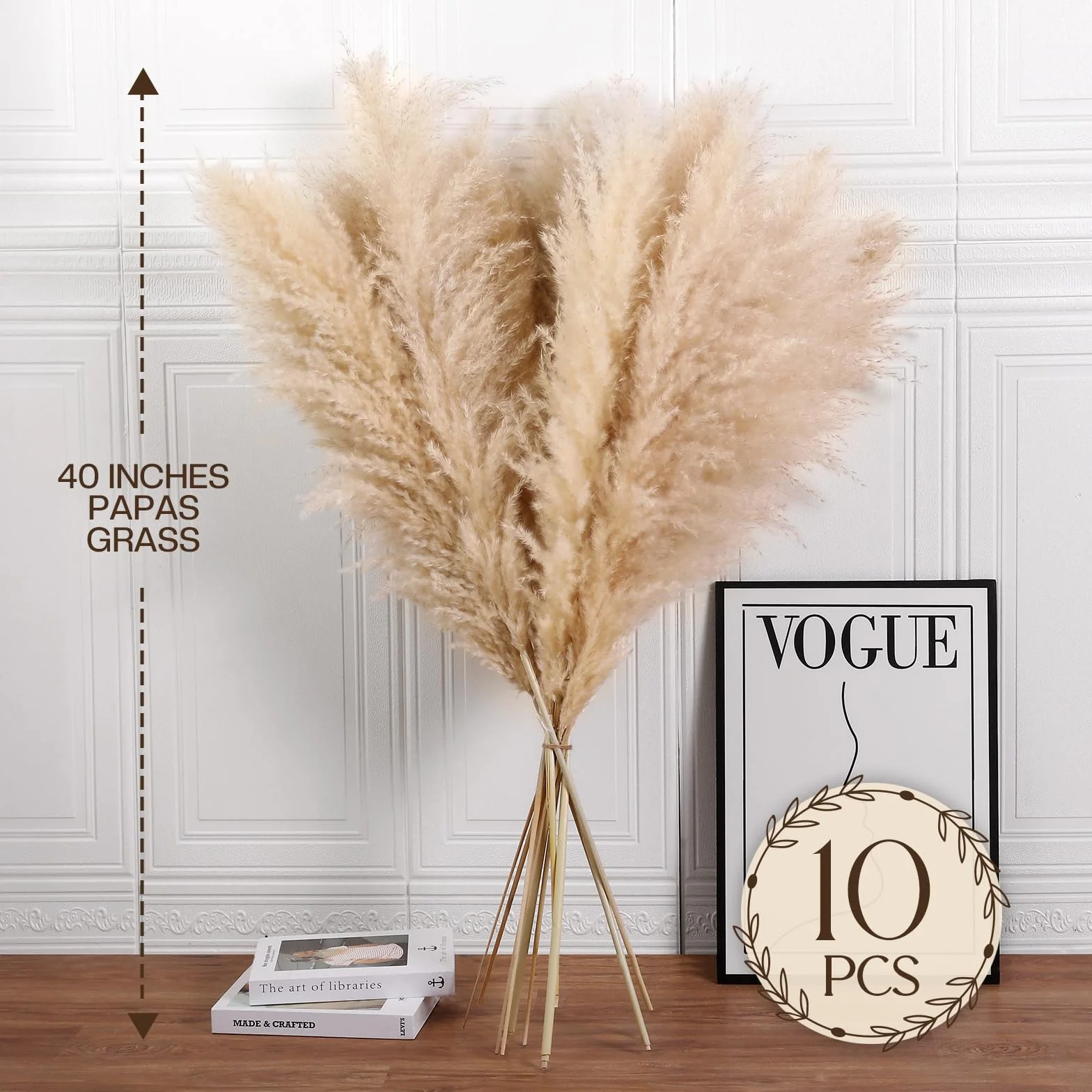 10 Sztuk Trawa Pampasowa XXL - Duża Dekoracja Boho 100 CM - Suszone Kwiaty Naturalne i Puszyste - na Wazony Podłogowe, Stół, Ślub, Salon, Sypialnia
