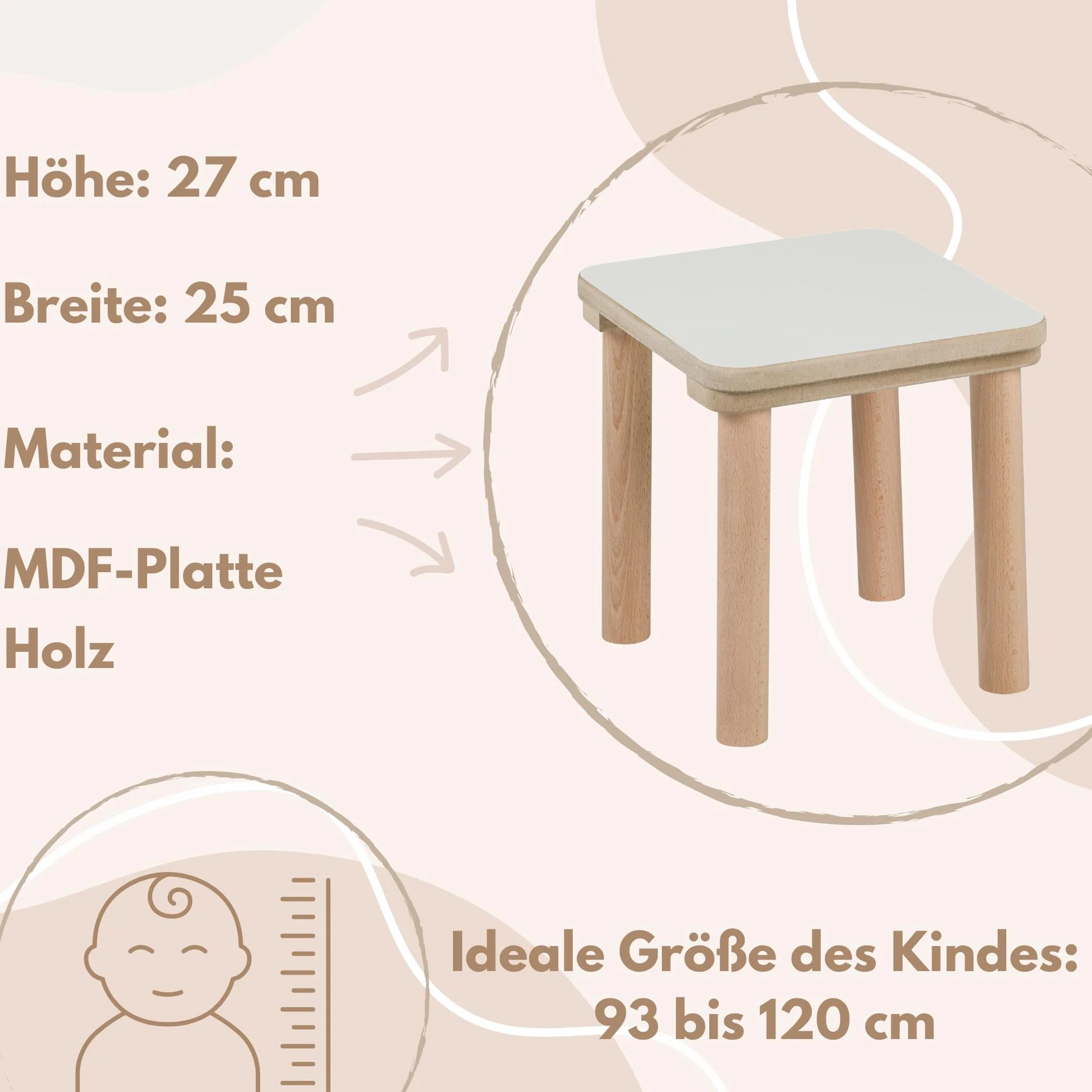PlayPals Drewniane krzesło dziecięce 27 x 25 x 25 cm 93-120 cm