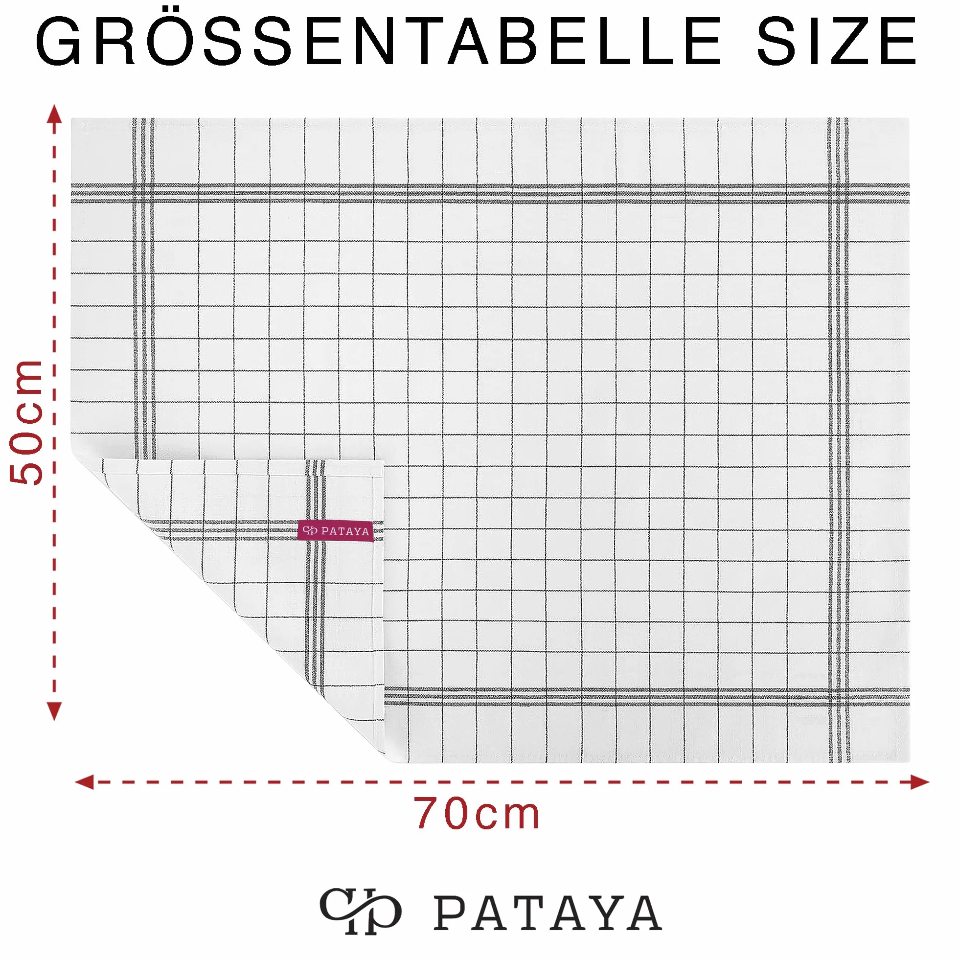 Pataya Ścierki do naczyń bawełniane, zestaw 10 sztuk, 100 bawełny, certyfikat Öko-Tex, bardzo chłonne, do kuchni, do naczyń, nadają się do prania w temperaturze do 90°C, kolor czarny