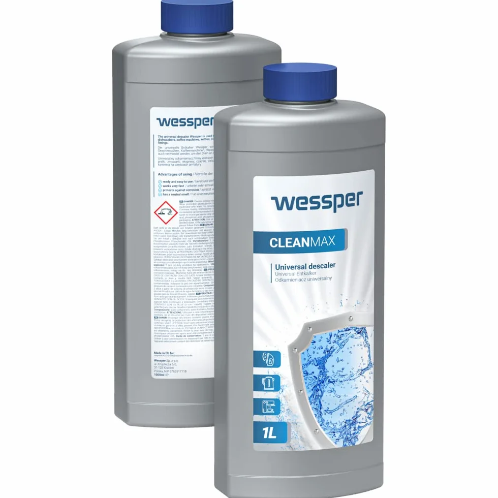Wessper 2 Sztuki Odkamieniacz do Ekspresu do Kawy 1000 ml | Kompatybilny z Delonghi, Senseo, Saeco, Nespresso, Jura, Siemens, Miele