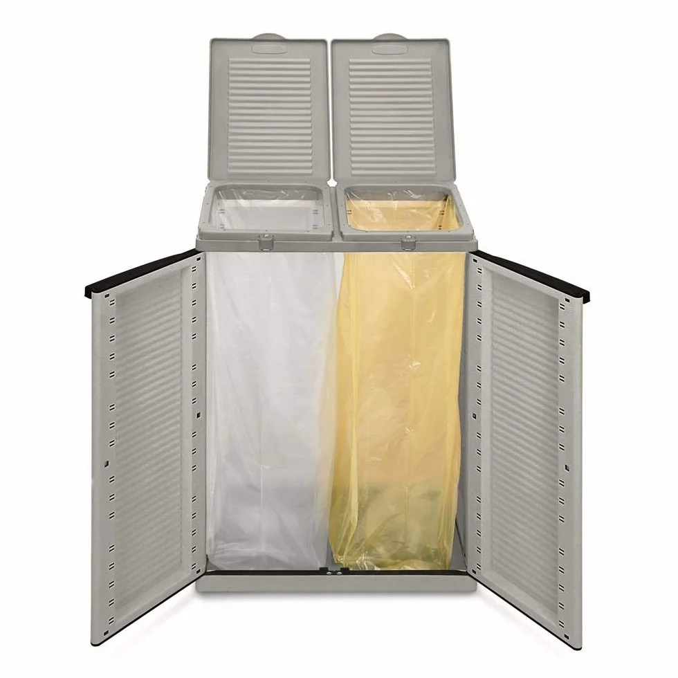 Terry, Ecocab 2 szafka do segregacji śmieci, do użytku wewnątrz i na zewnątrz, 2 oddzielne przegródki – 68 x 39 x 88,7 cm