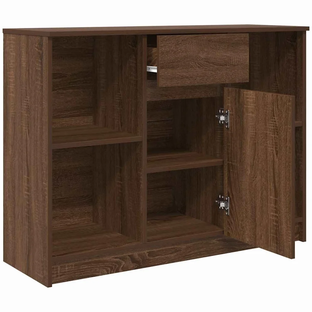 vidaXL Komoda z szufladą Brązowy dąb 101x35x76 cm Drewno klejone, szafka do przechowywania, szafka kredensowa, szafka w przedpokoju, szafka bufetowa