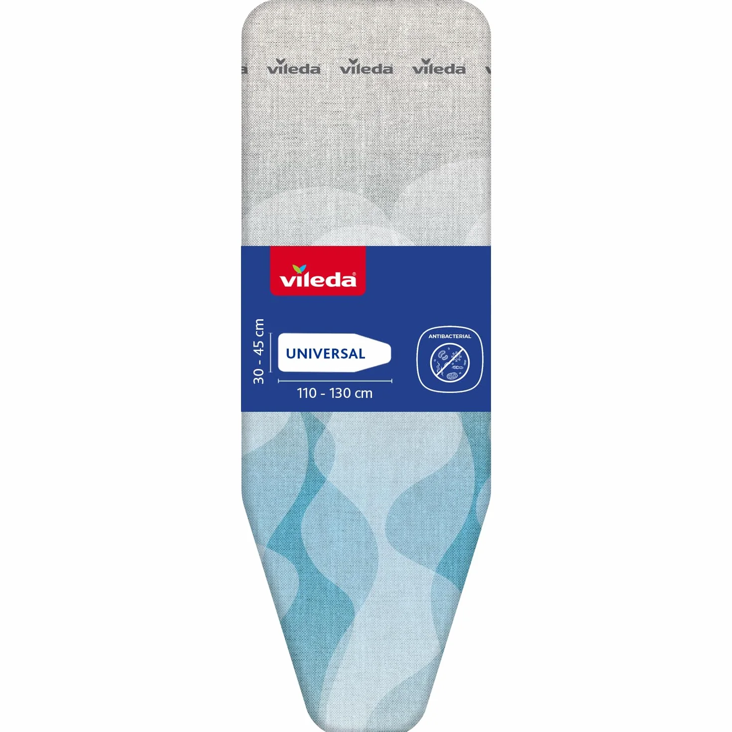 Vileda Ultra Fresh pokrowiec na deskę do prasowania, antybakteryjny pokrowiec przeciwko rozwojowi bakterii, do desek do prasowania 110-130 cm x 30-45 cm, kolor szaro-niebieski