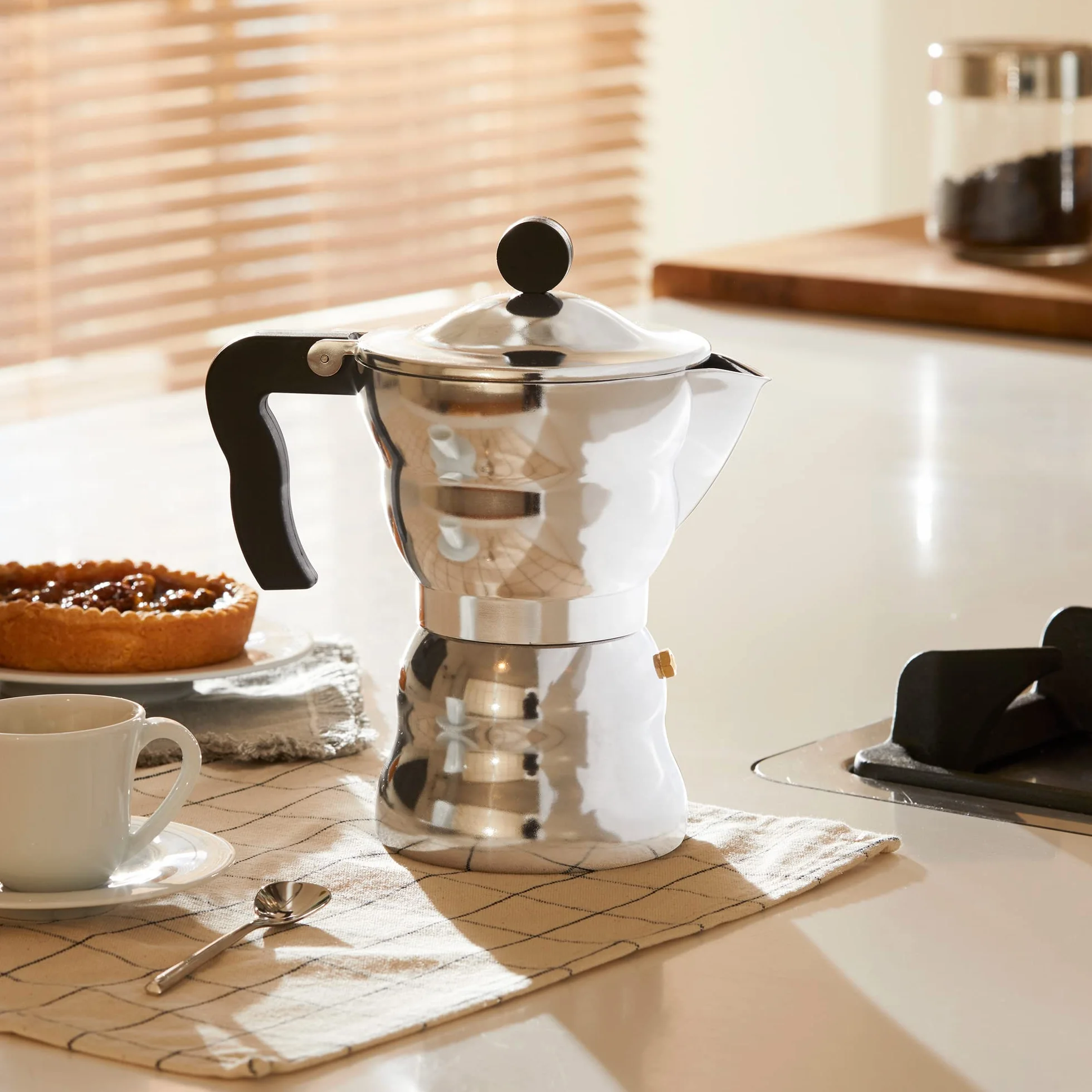 Alessi AAM33/6 - Ekspres do kawy espresso Design, aluminiowy korpus, uchwyt i gałka z żywicy termoplastycznej, 6 filiżanek