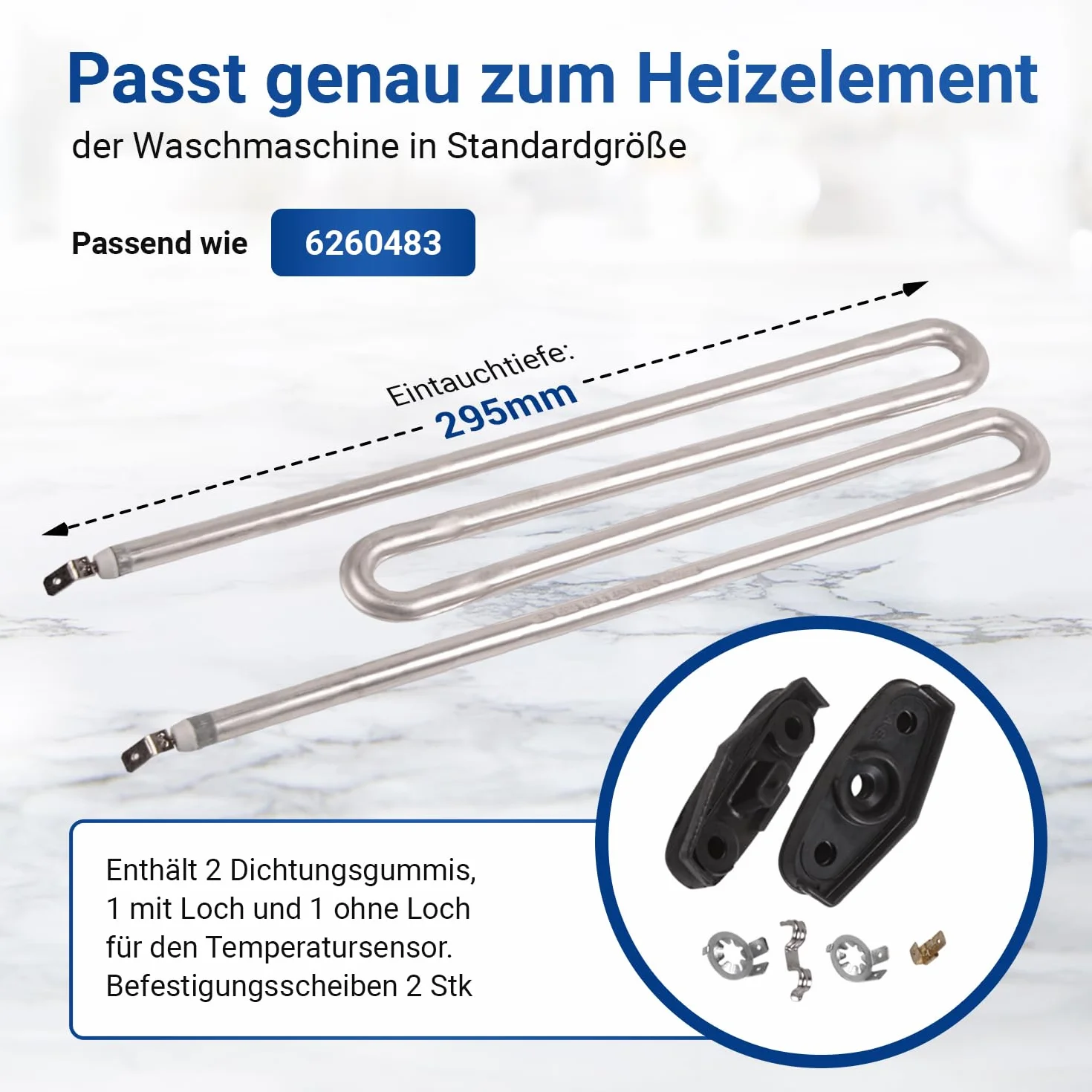 VIOKS Element grzejny 230 V 2100 W zamiennik pręta grzewczego Miele 6260482 6260483 6260485 i pręt grzewczy IRCA 4043769 - ogrzewanie 230 V pręt grzejny zamiennik do pralek