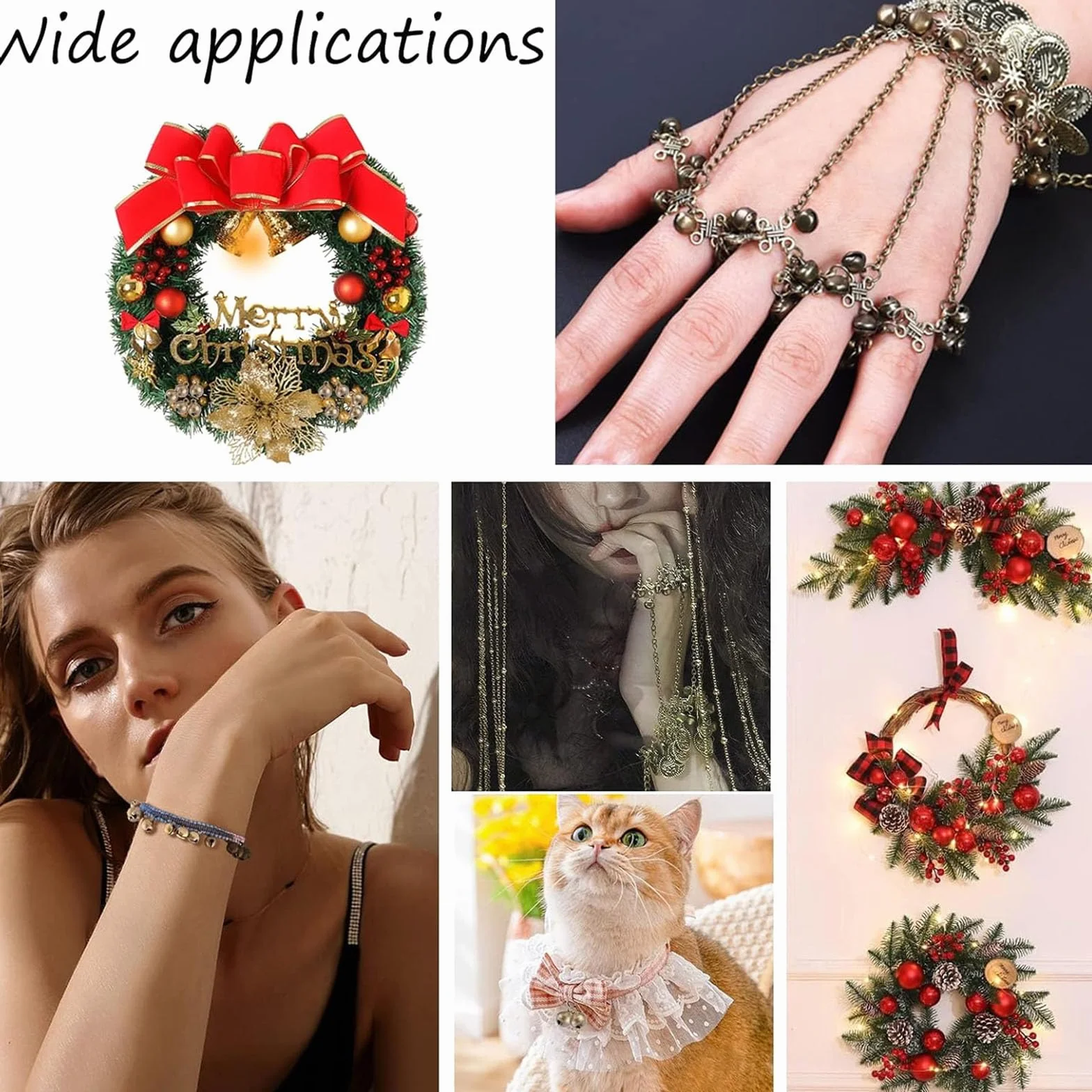 200 sztuk dzwonków do majsterkowania, 8 mm, vintage, dzwoneczki z brązu, dzwoneczki z oczkami, brązowe opaski do zawieszenia, do rzemiosła, biżuterii, na festiwal, dekoracja, dzwonki dla zwierząt