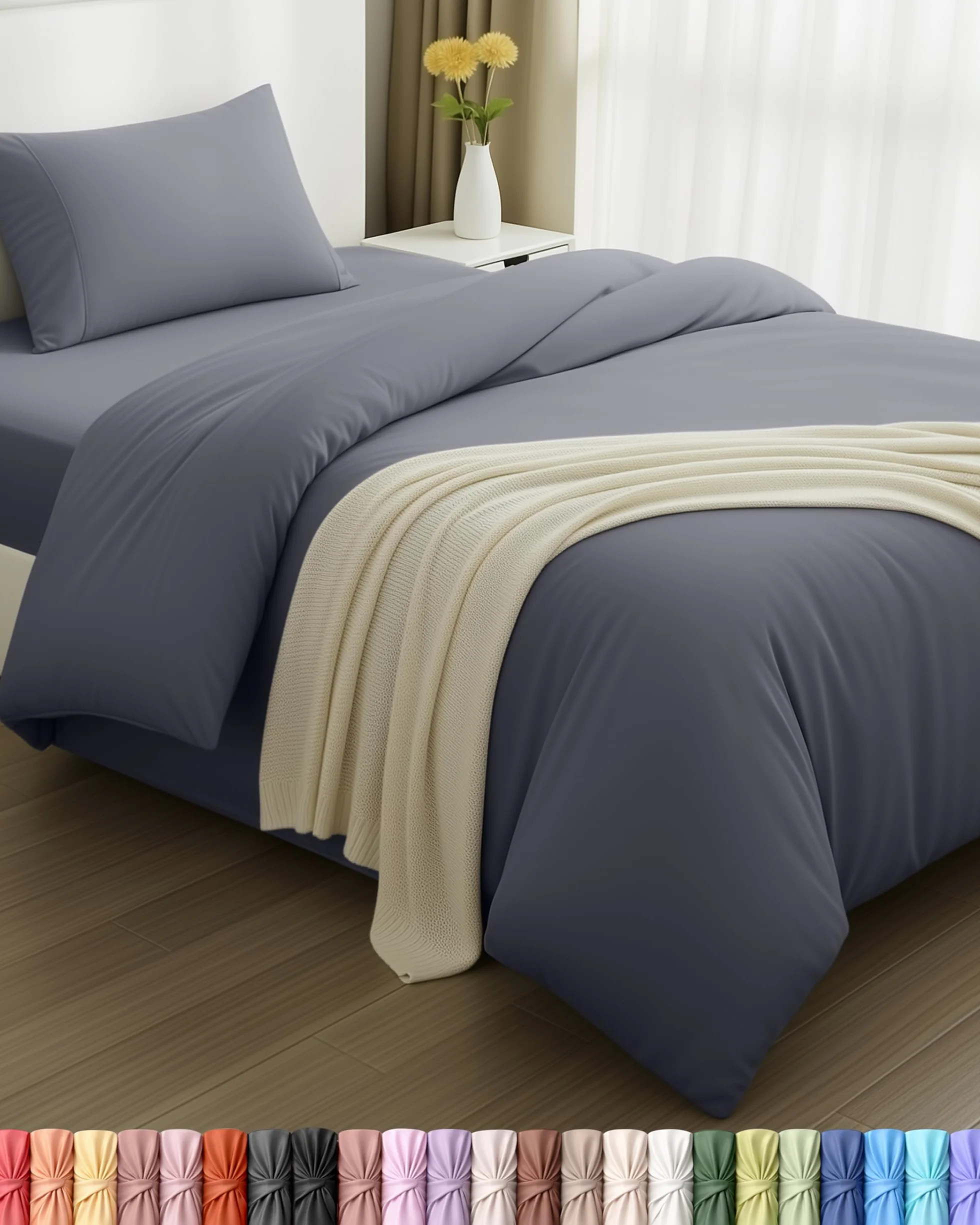 Utopia Bedding 3-Częściowy Zestaw Pościeli - Poszwa Na Kołdrę 135x200 cm, Prześcieradło 90x190 cm Z Poszewką Na Poduszkę 50x75 cm - Miękki, Szczotkowany Poliester Z Mikrofibry (Szary)