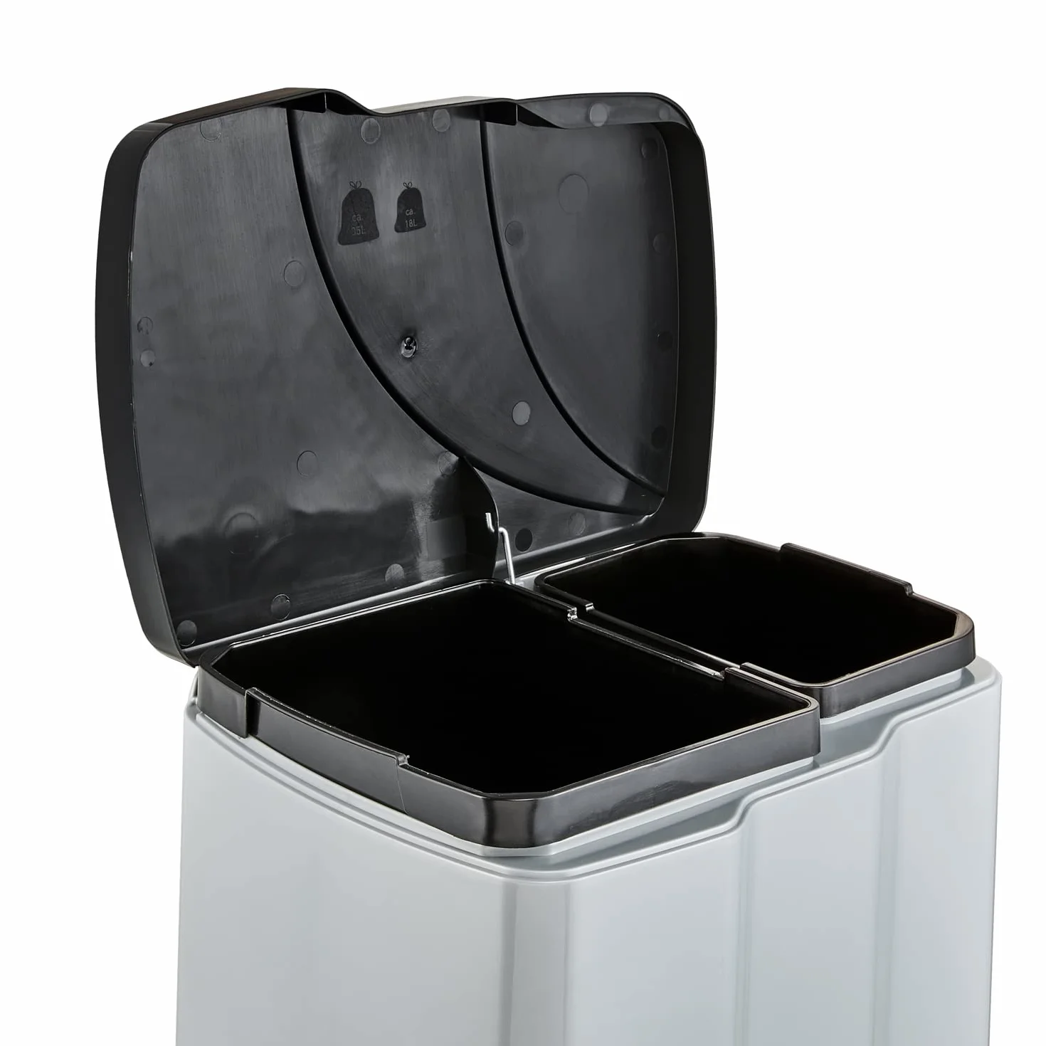 Keeeper Srebrny kosz na pedały Gunnar z 2 pojemnikami na śmieci, 7 l + 15 l