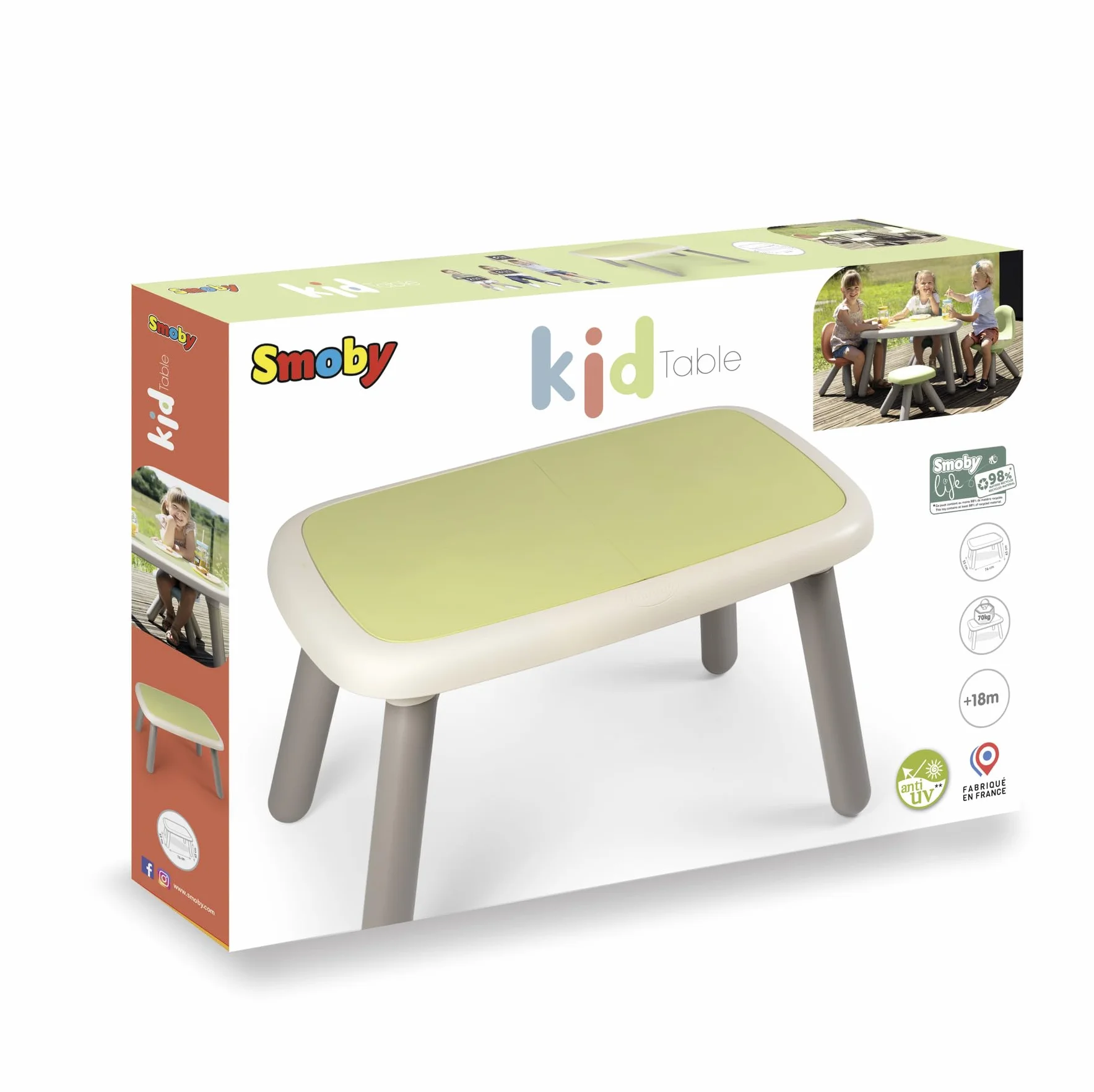 Smoby Life - stolik dziecięcy - do użytku wewnątrz i na zewnątrz - z powłoką anty-UV - materiał z recyklingu - od 18 miesięcy - wyprodukowano we Francji