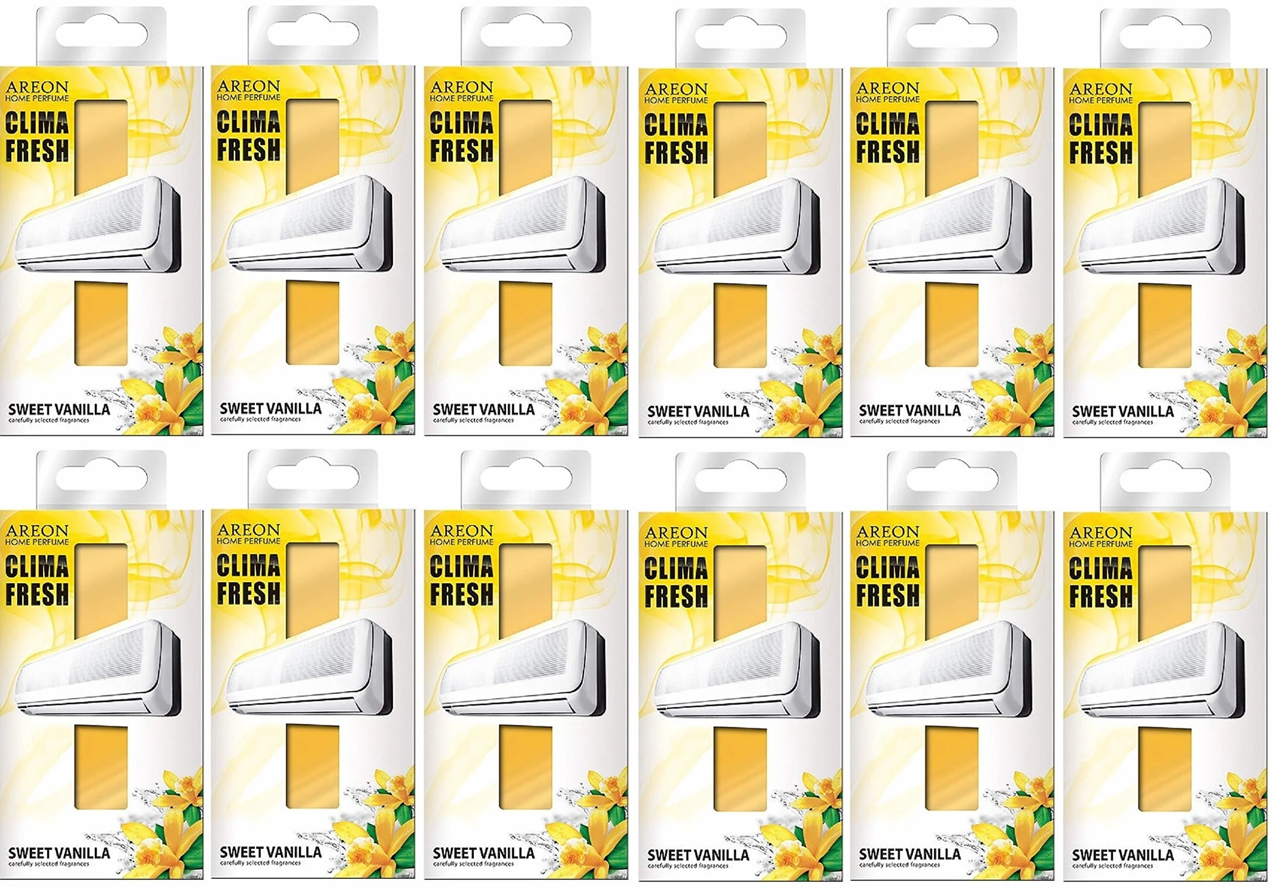 Areon Clima odświeżacz powietrza do domu, słodka wanilia, zestaw 12 sztuk
