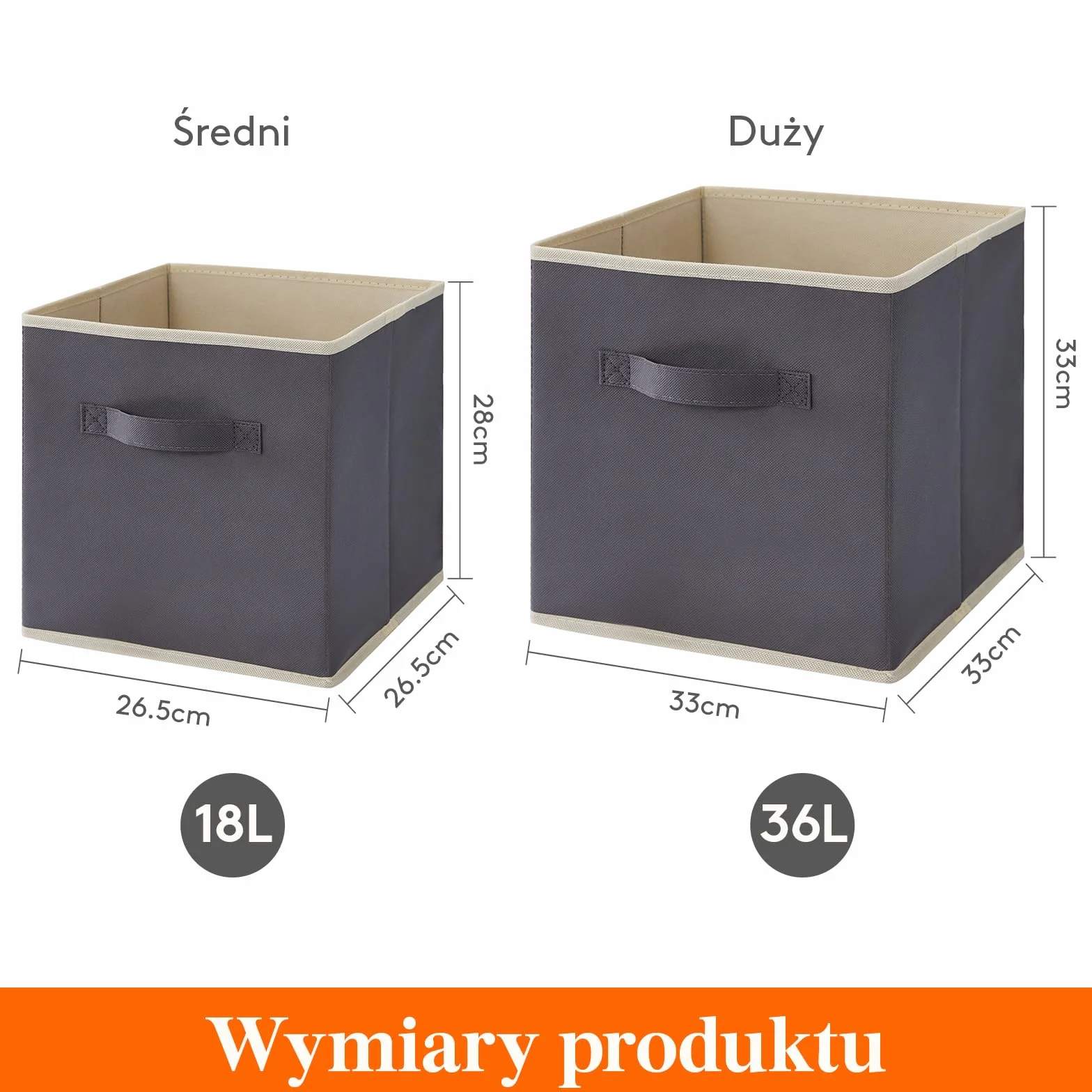 Lifewit 10 Pack składanych pudełek do przechowywania kostek, średniej wielkości dekoracyjne kosze do przechowywania, otwarte kostki do przechowywania z uchwytami, 33 x 33 x 33 cm, szary