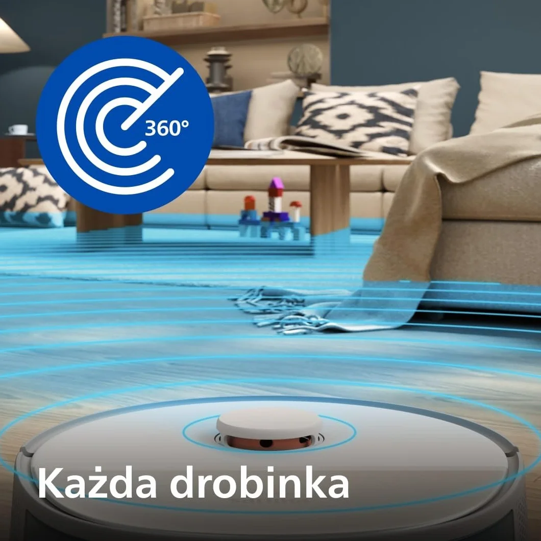 Philips HomeRun serii 5000 – robot odkurzająco-mopujący, 10 000 Pa, podwójne mopy, laserowa nawigacja, autoczyszczenie (S-bag®), app HomeRun, jedwabisty beż (XU5100/20)