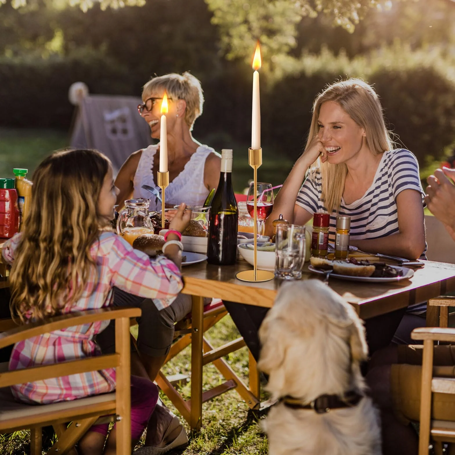 Metalowe świeczniki, 9 sztuk Retro Styl Jadalnia Złoty Świecznik Stożkowy Świeczniki Dekoracyjne na Boże Narodzenie Halloween Święto Dziękczynienia Wesela Imprezy Dekoracja 33/28/24 cm