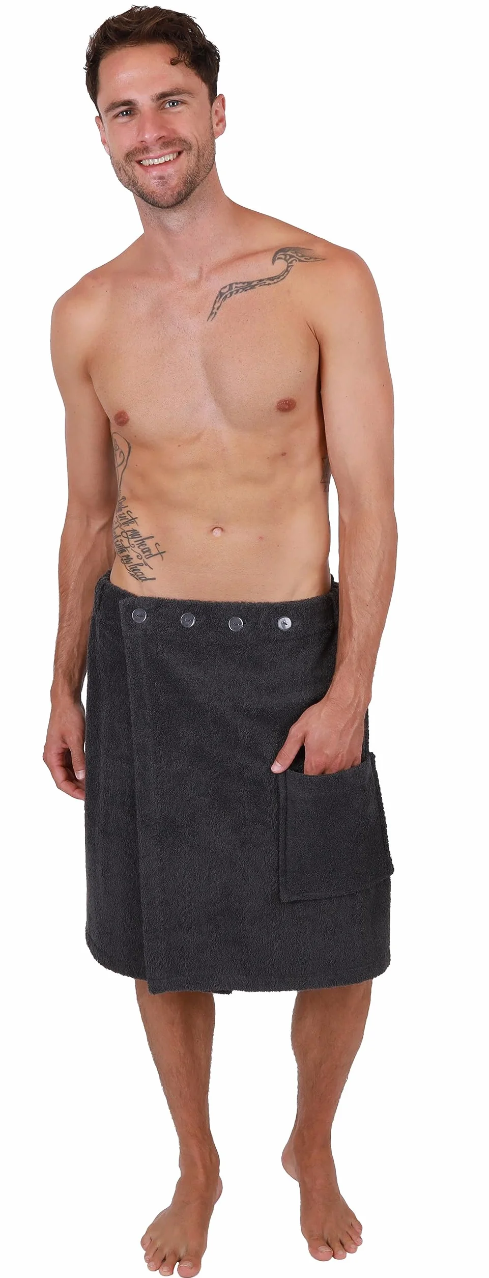 Betz kilt do sauny Berlin – ręcznik do sauny dla mężczyzn z 100% bawełny, 420 g/m² – regulowany za pomocą guzików i gumowego ściągacza - ręcznik do sauny z kieszenią, kilt do wellness i spa, kolor