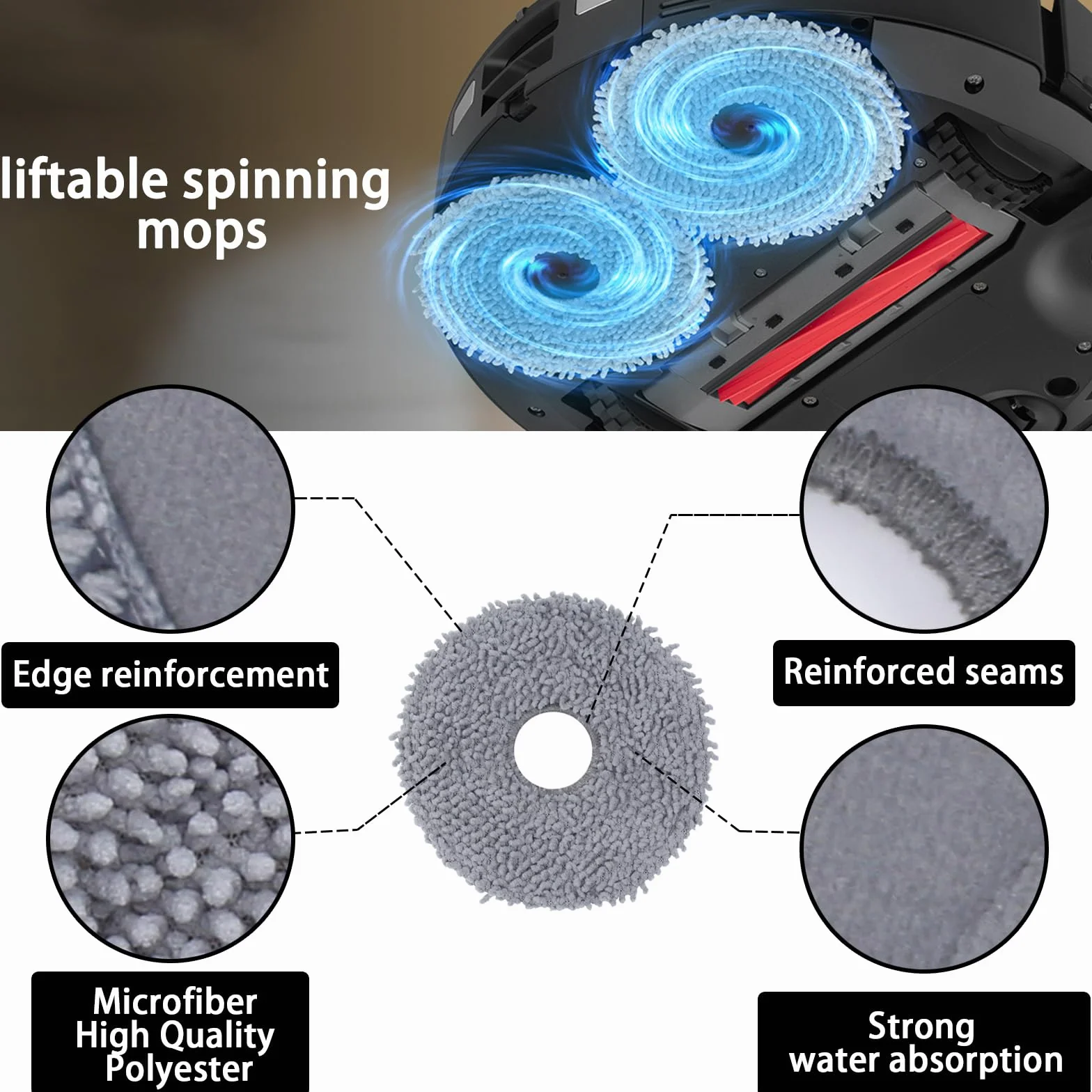 Akcesoria zamienne Roborock Qrevo QV 35A QV 35S QR 598 QR 798 - 2 szczotki główne 4 boczne 4 filtry HEPA 6 ściereczek 6 worków