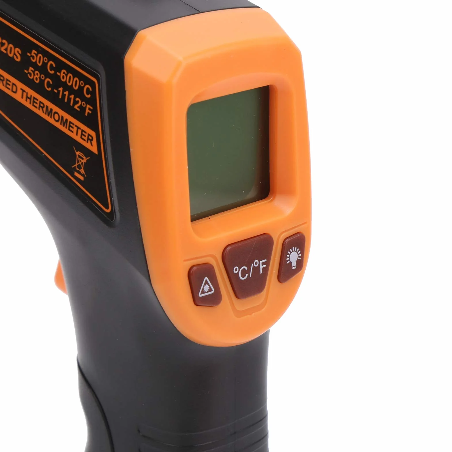 Termometr na Podczerwień, GM320S Laserowy Termometr na Podczerwień Temp Gun Bezdotykowy Termometr Cyfrowy z Wyświetlaczem LCD do Gotowania w Piecu do Pizzy Grill Kuchnia(Pomarańczowy)