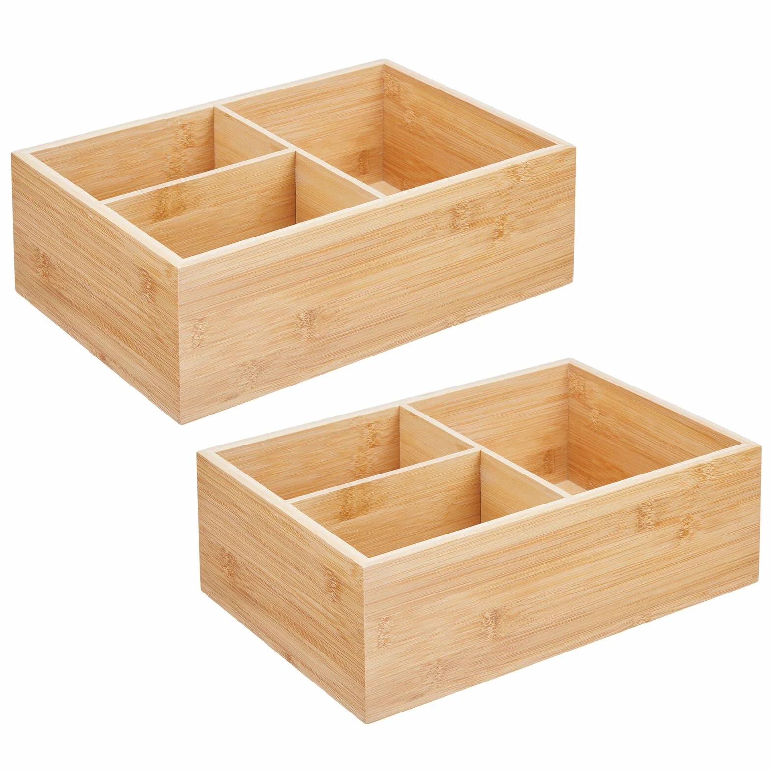 mDesign Zestaw 2 organizerów łazienkowych - praktyczny pojemnik do przechowywania z 3 przegródkami - elegancki pojemnik do przechowywania kosmetyków - kolor naturalny